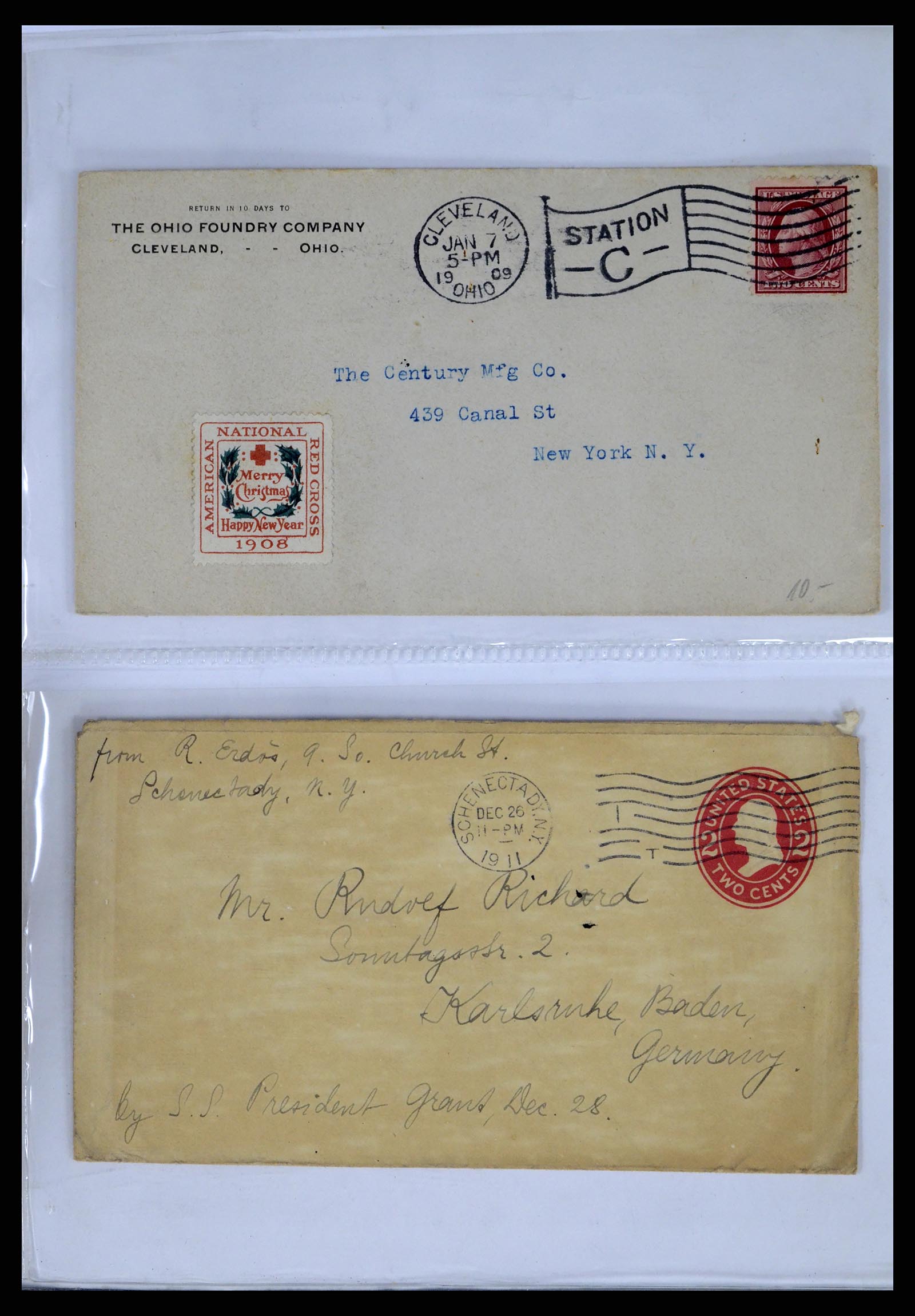 37668 001 - Postzegelverzameling 37668 USA Christmas seals op brief 1908-2009.