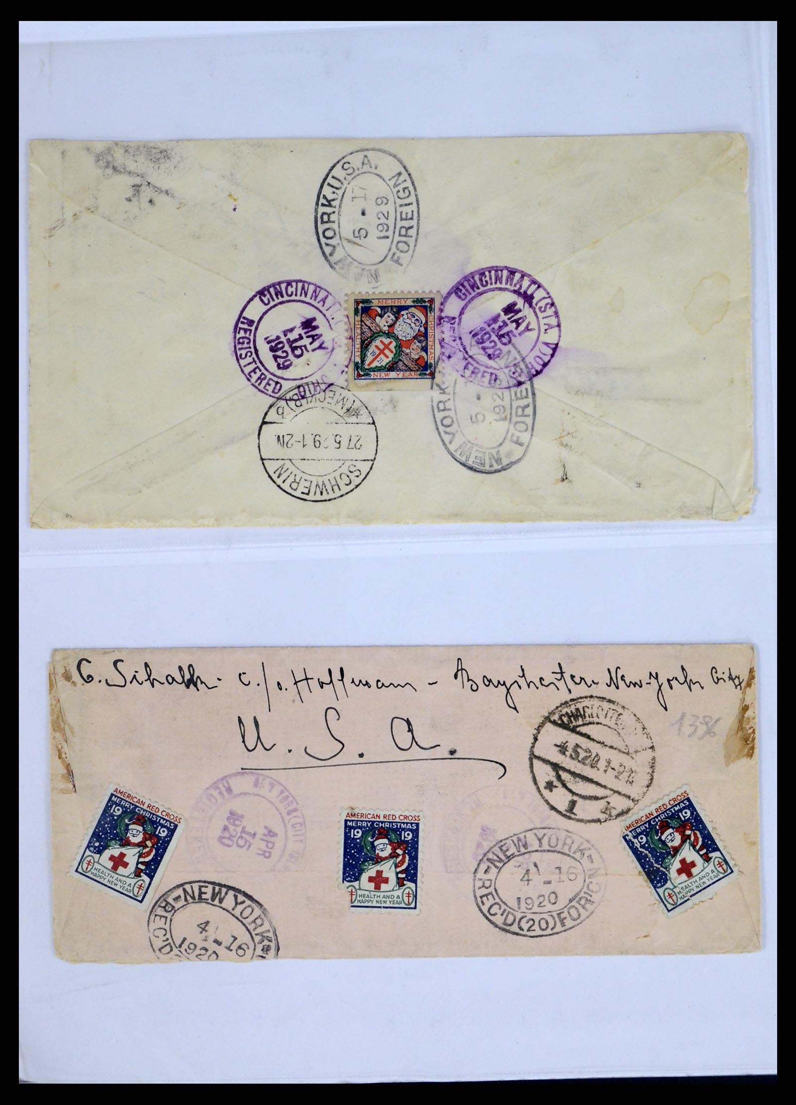 37668 008 - Postzegelverzameling 37668 USA Christmas seals op brief 1908-2009.