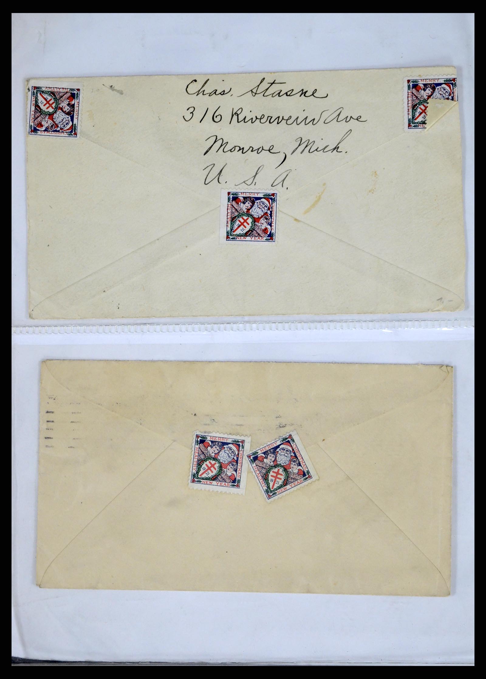 37668 010 - Postzegelverzameling 37668 USA Christmas seals op brief 1908-2009.