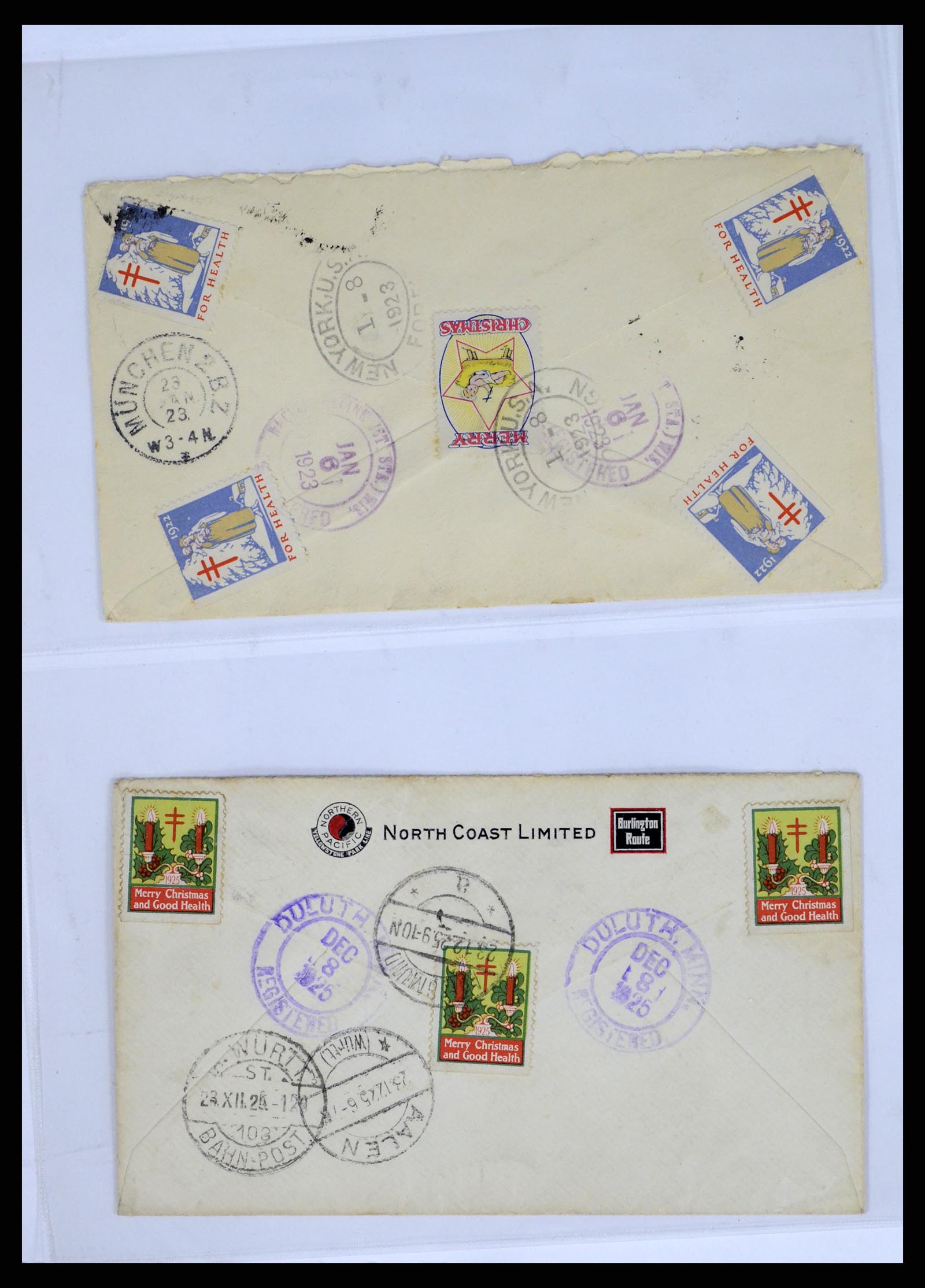 37668 016 - Postzegelverzameling 37668 USA Christmas seals op brief 1908-2009.