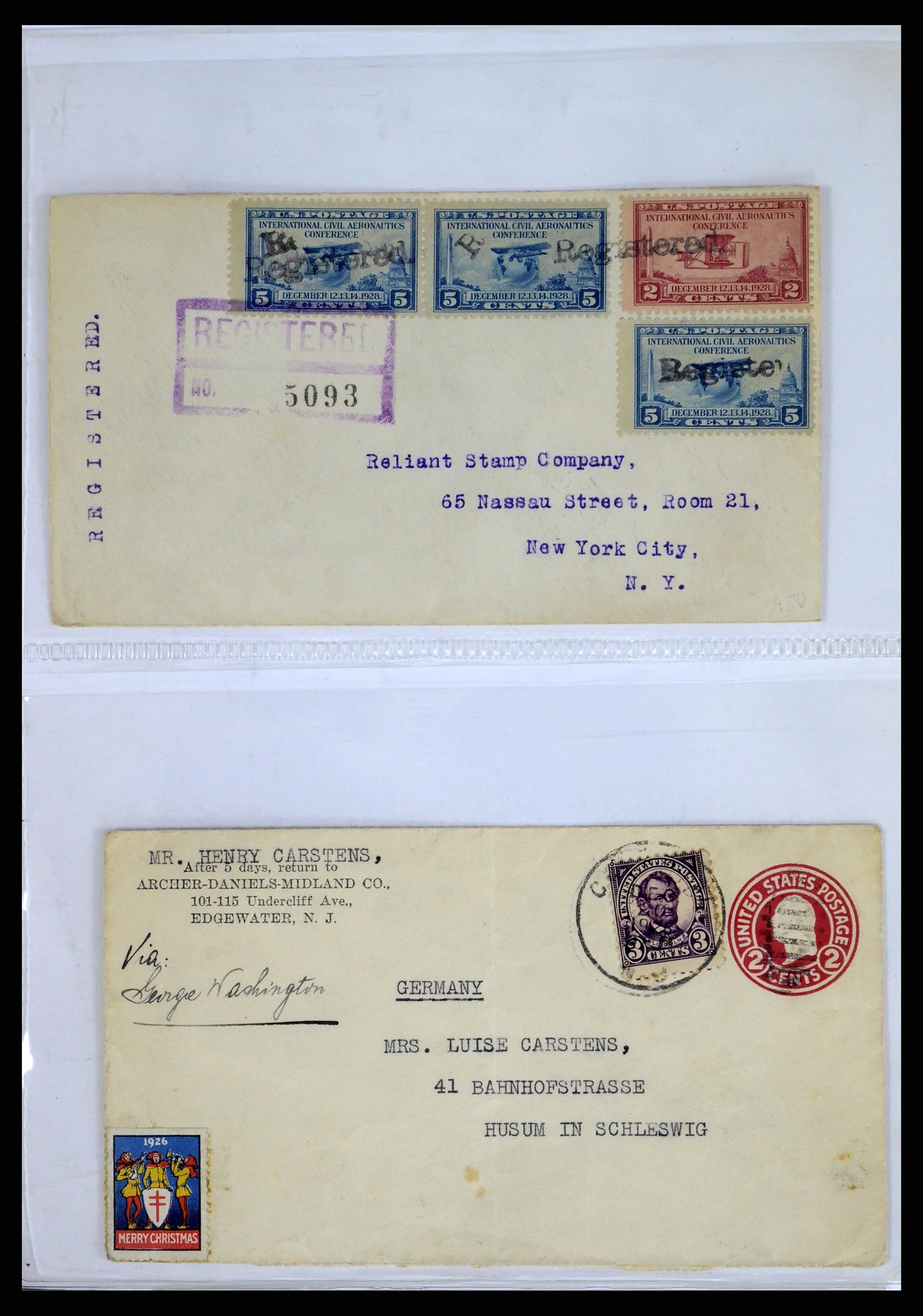 37668 019 - Postzegelverzameling 37668 USA Christmas seals op brief 1908-2009.