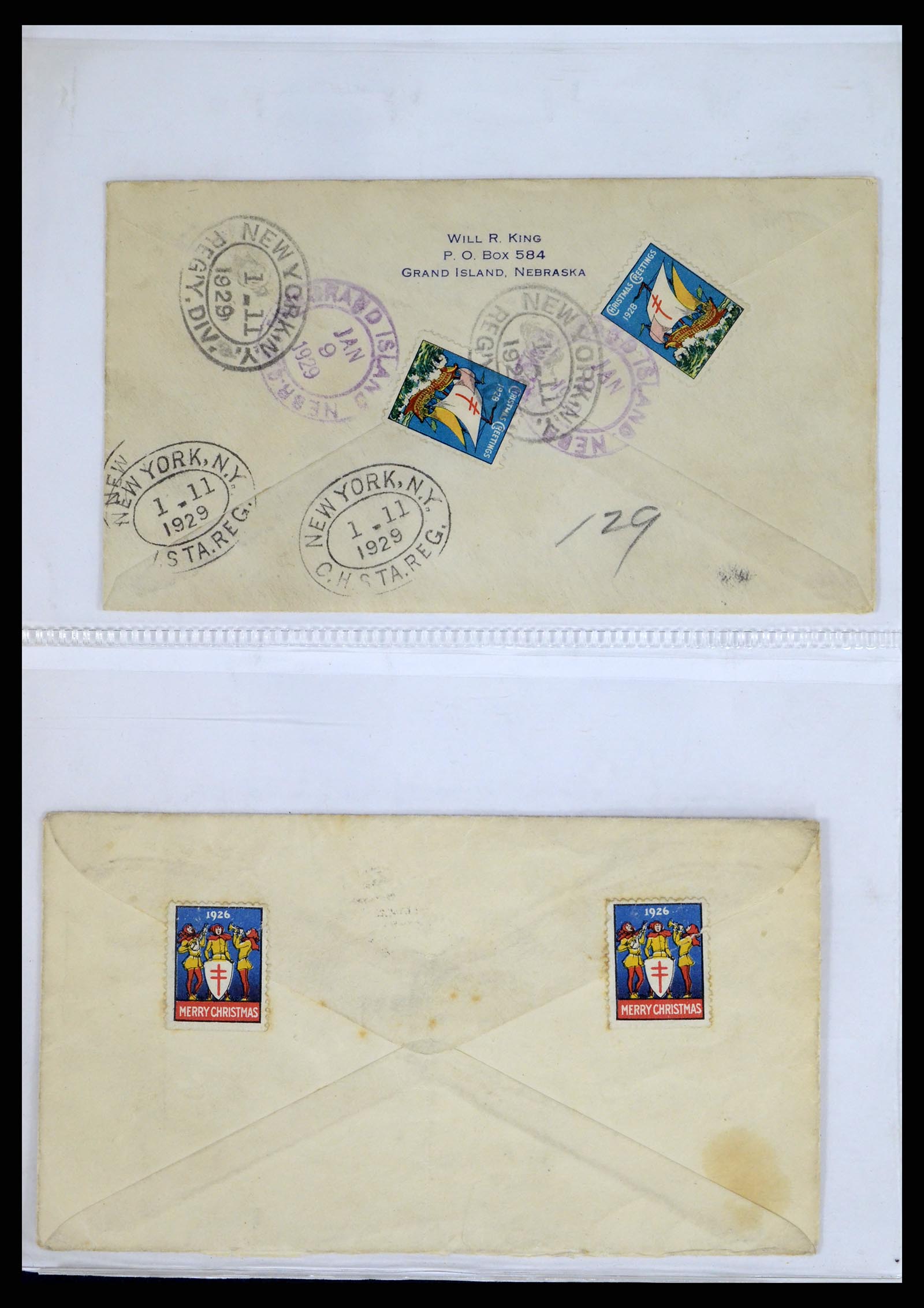 37668 020 - Postzegelverzameling 37668 USA Christmas seals op brief 1908-2009.