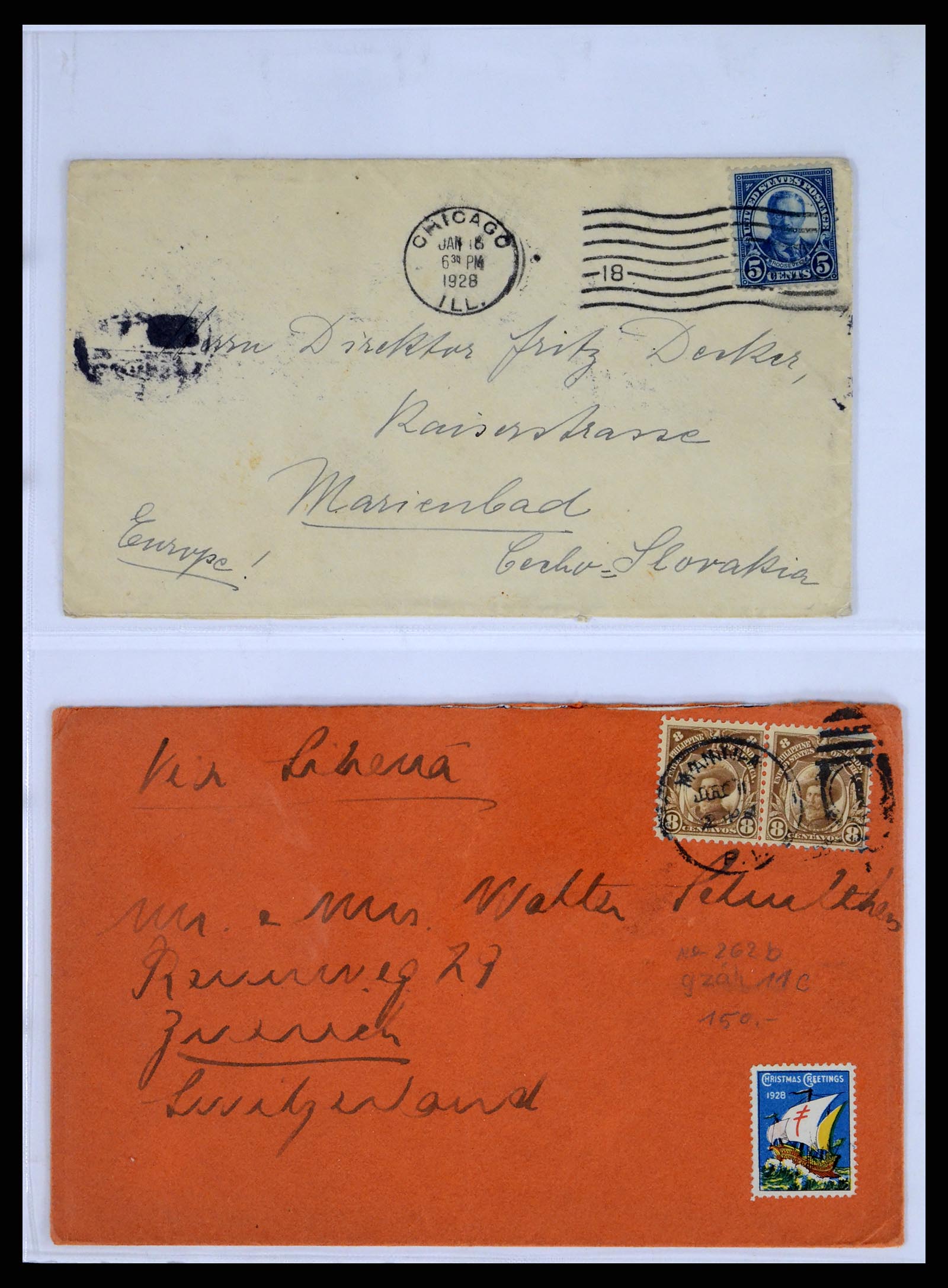 37668 021 - Postzegelverzameling 37668 USA Christmas seals op brief 1908-2009.