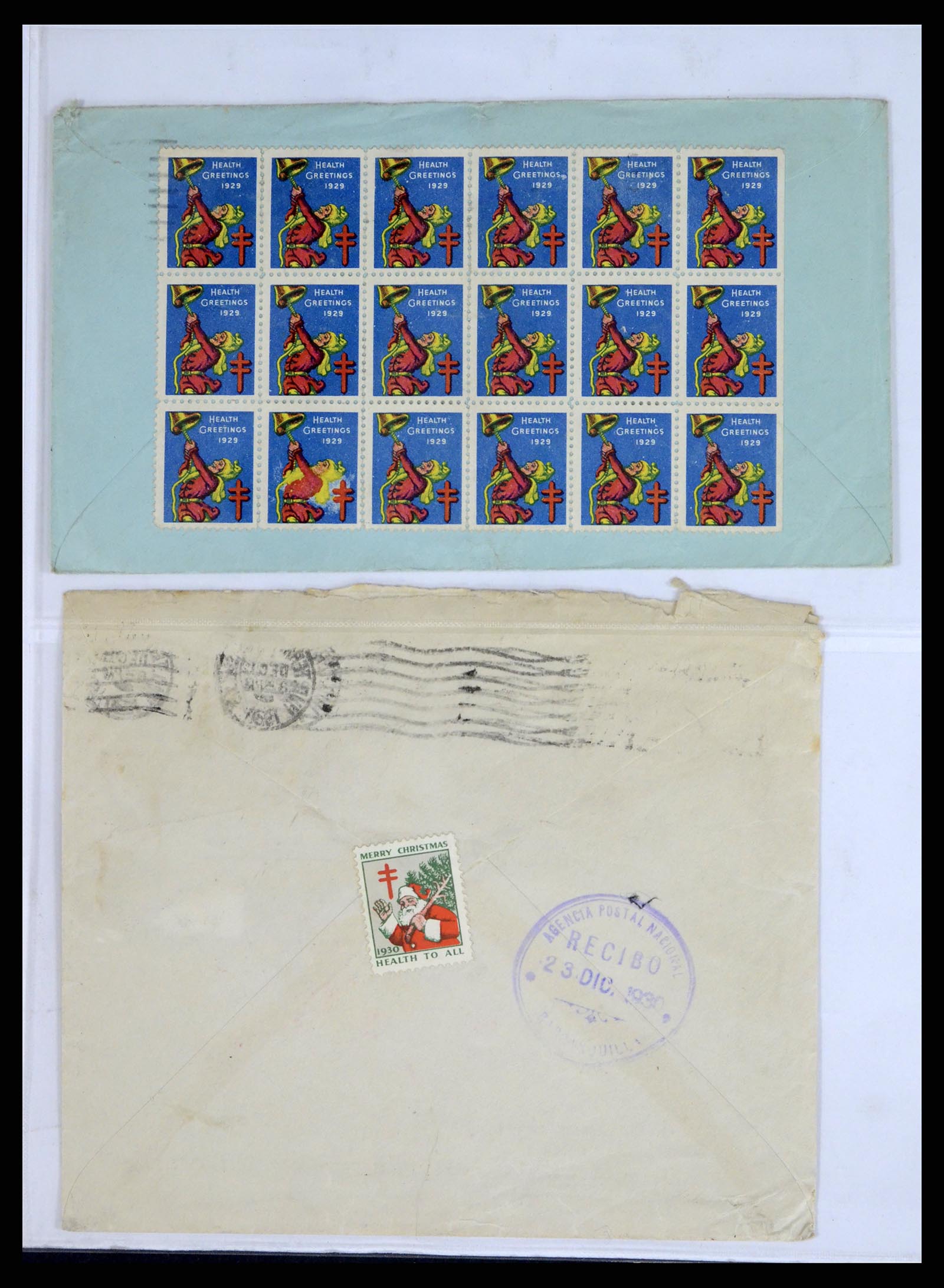 37668 024 - Postzegelverzameling 37668 USA Christmas seals op brief 1908-2009.