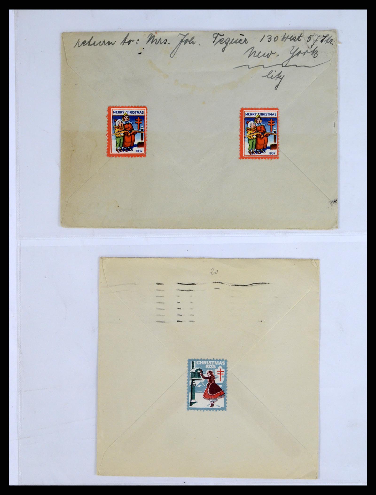 37668 028 - Postzegelverzameling 37668 USA Christmas seals op brief 1908-2009.