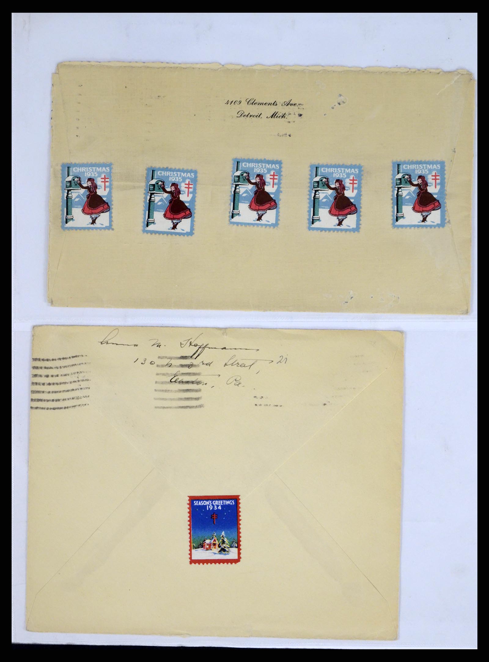 37668 030 - Postzegelverzameling 37668 USA Christmas seals op brief 1908-2009.