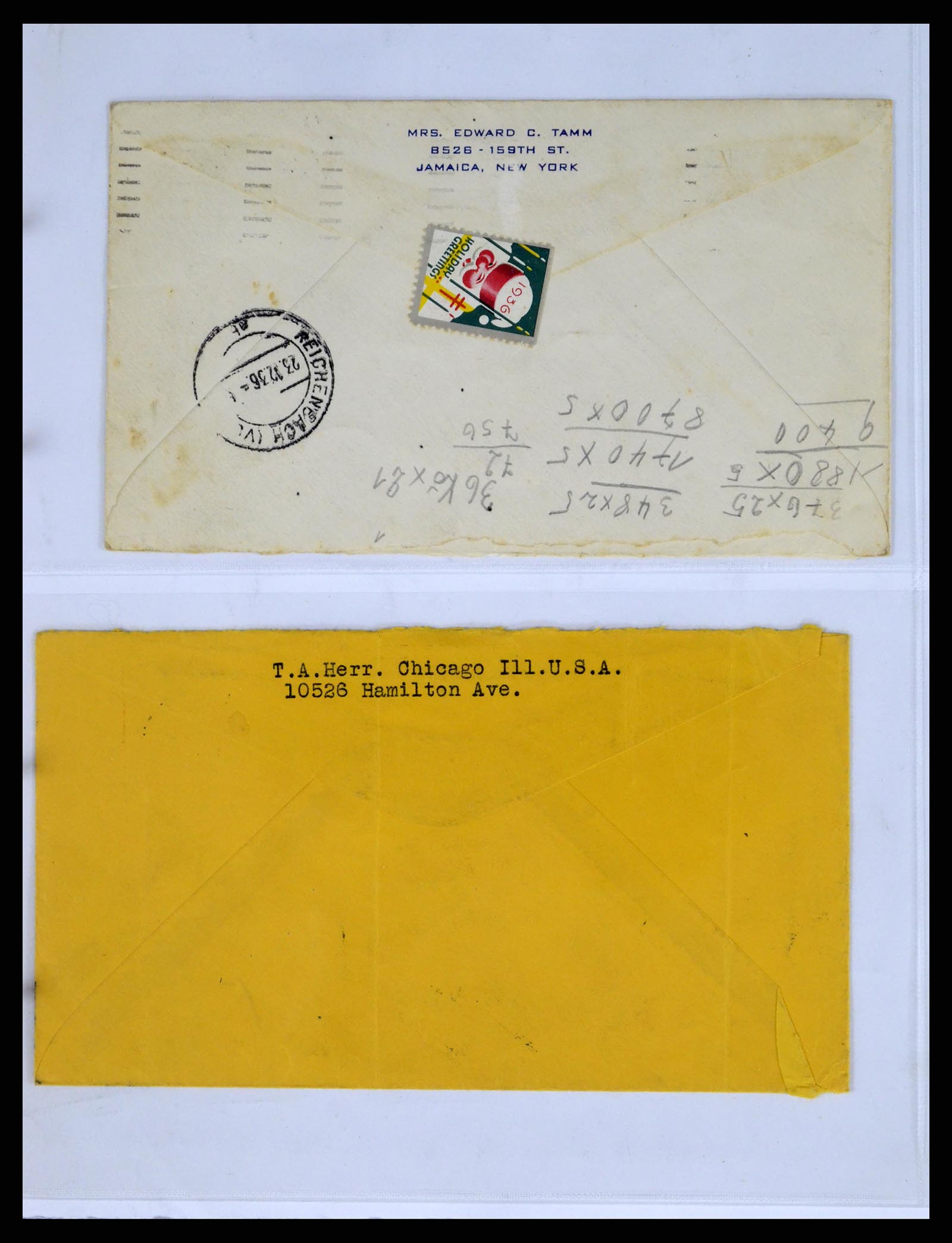37668 034 - Postzegelverzameling 37668 USA Christmas seals op brief 1908-2009.