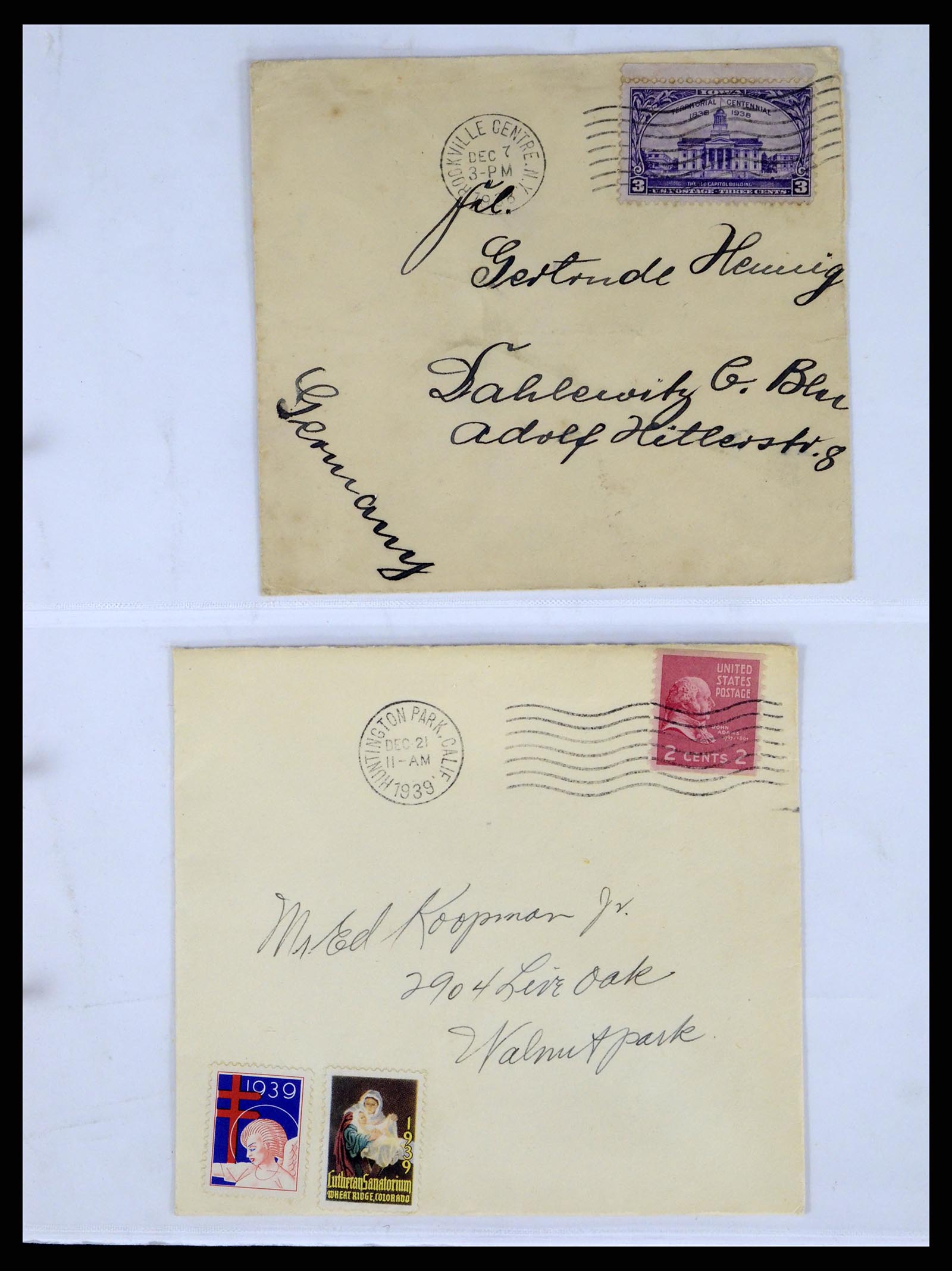 37668 037 - Postzegelverzameling 37668 USA Christmas seals op brief 1908-2009.