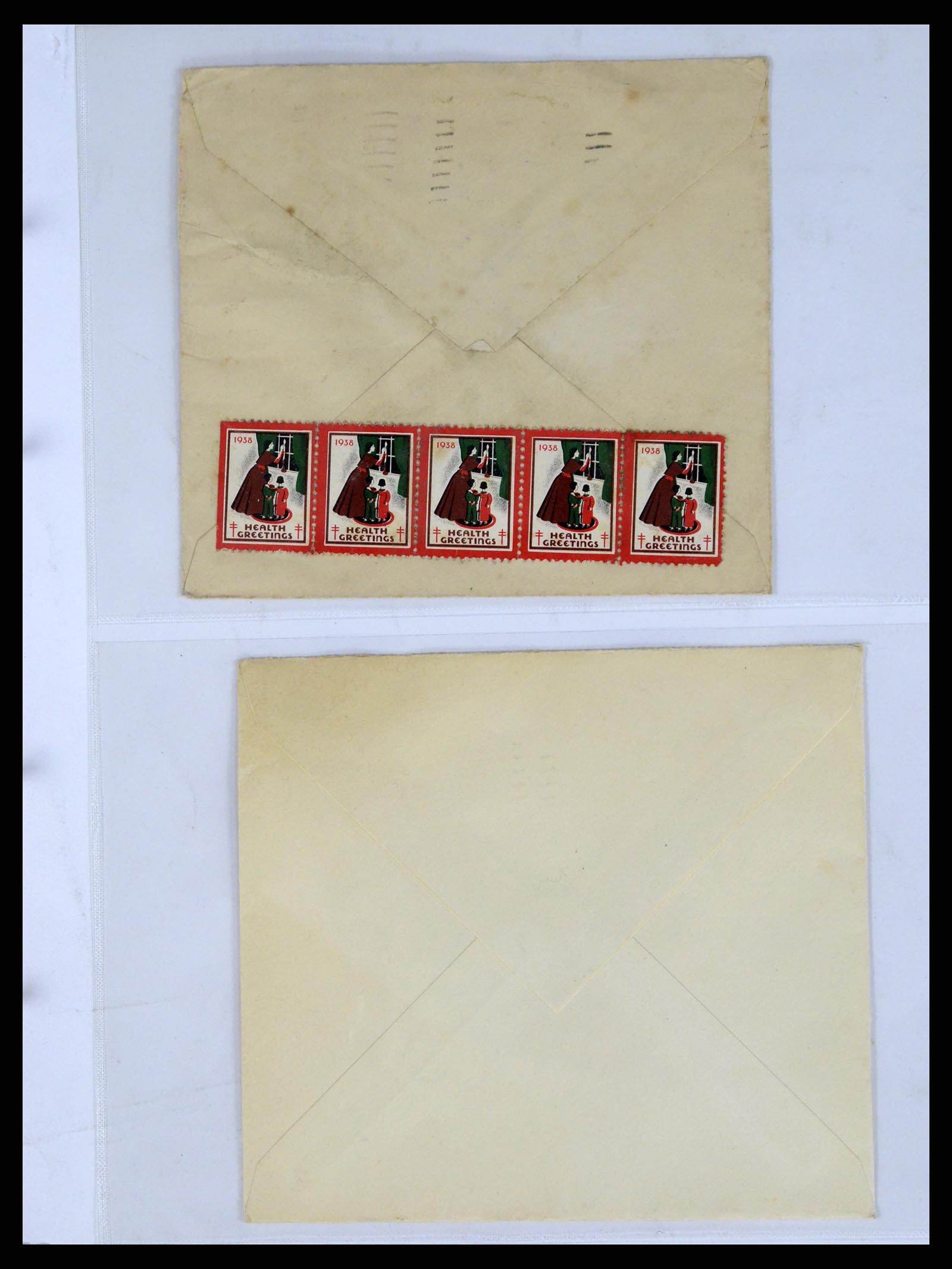 37668 038 - Postzegelverzameling 37668 USA Christmas seals op brief 1908-2009.