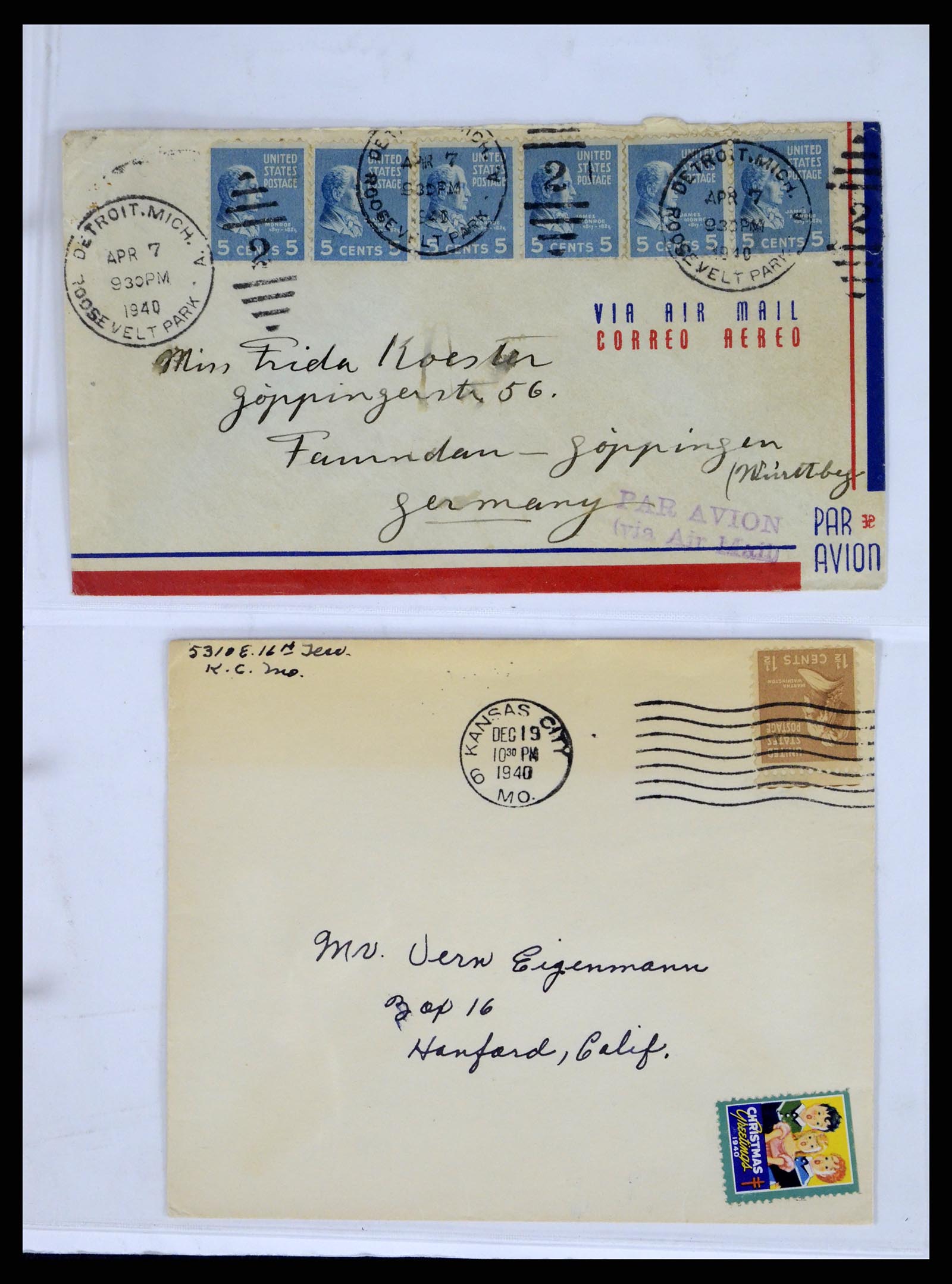 37668 039 - Postzegelverzameling 37668 USA Christmas seals op brief 1908-2009.