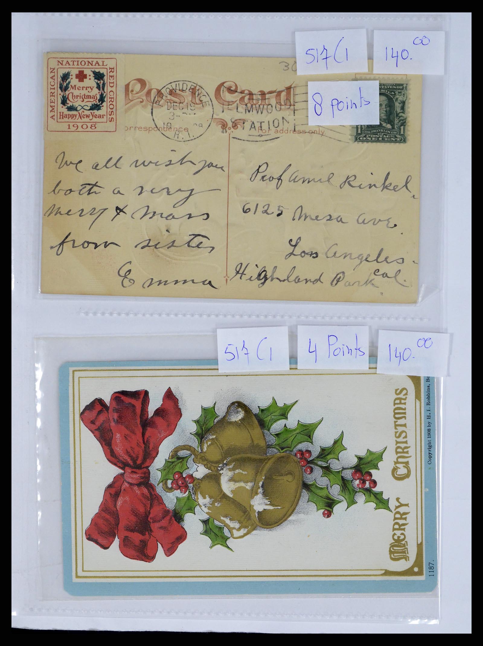 37668 057 - Stamp collection 37668 USA Christmas seals on cover 1908-2009.