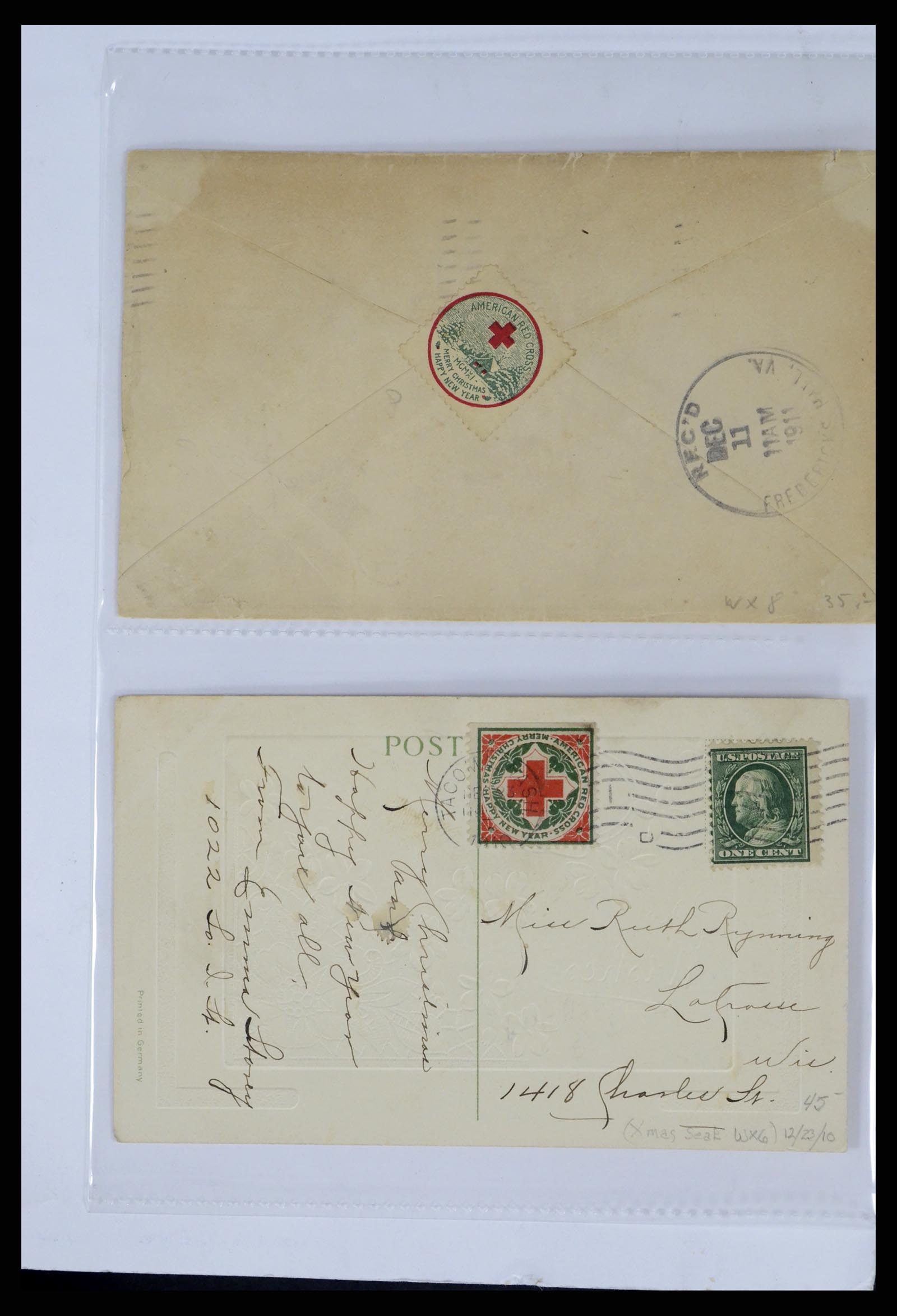 37668 070 - Stamp collection 37668 USA Christmas seals on cover 1908-2009.