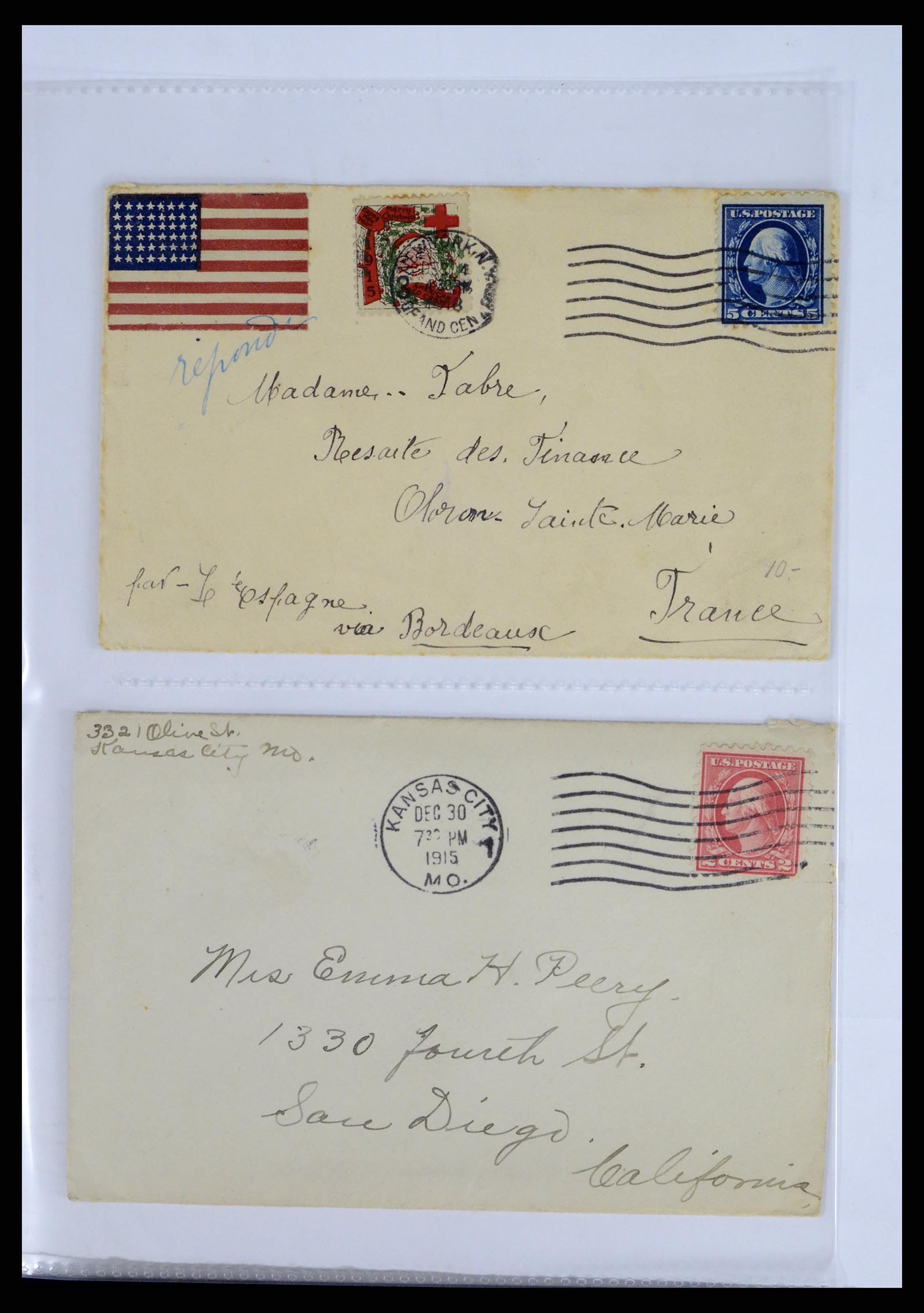 37668 079 - Stamp collection 37668 USA Christmas seals on cover 1908-2009.