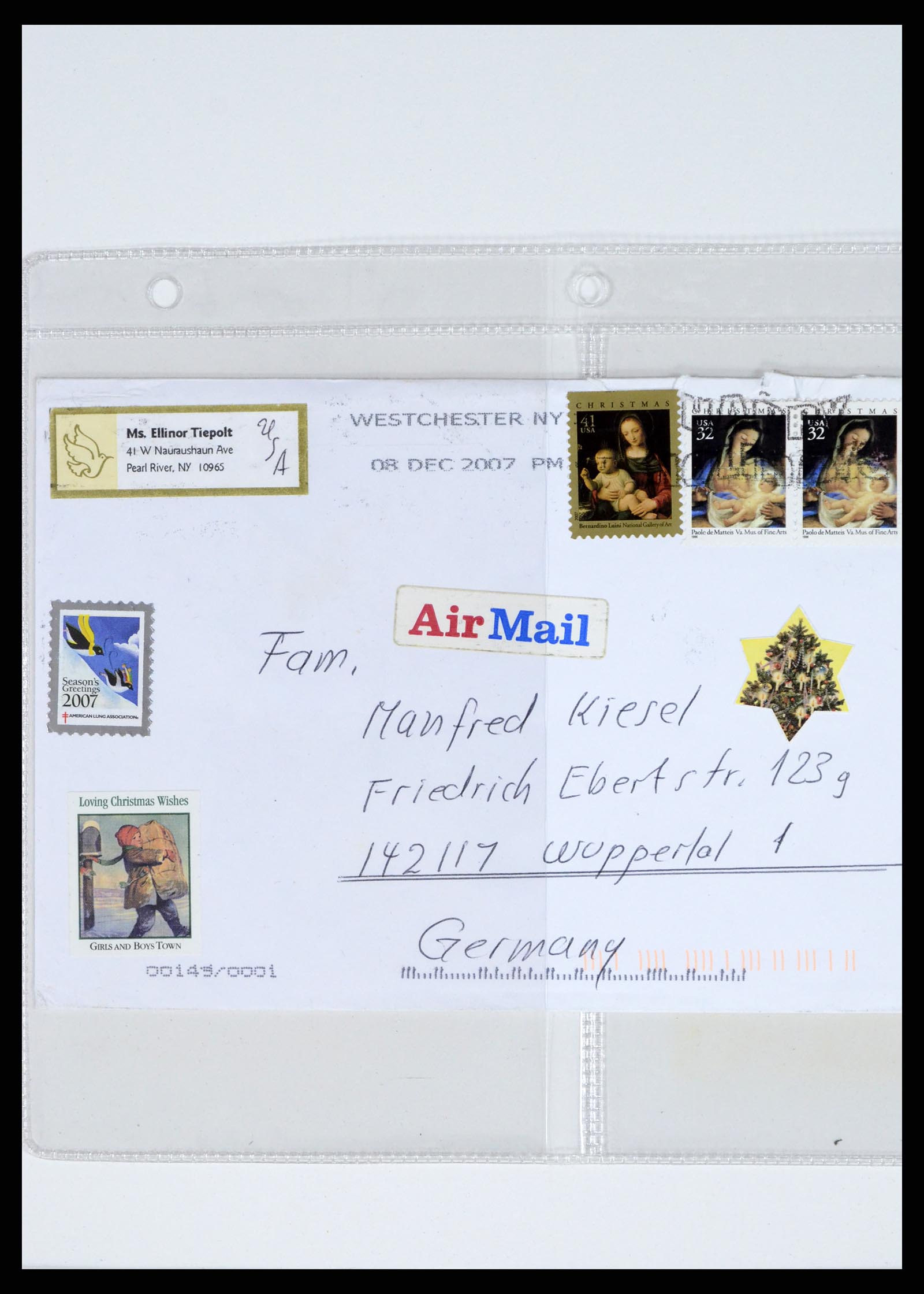 37668 211 - Stamp collection 37668 USA Christmas seals on cover 1908-2009.