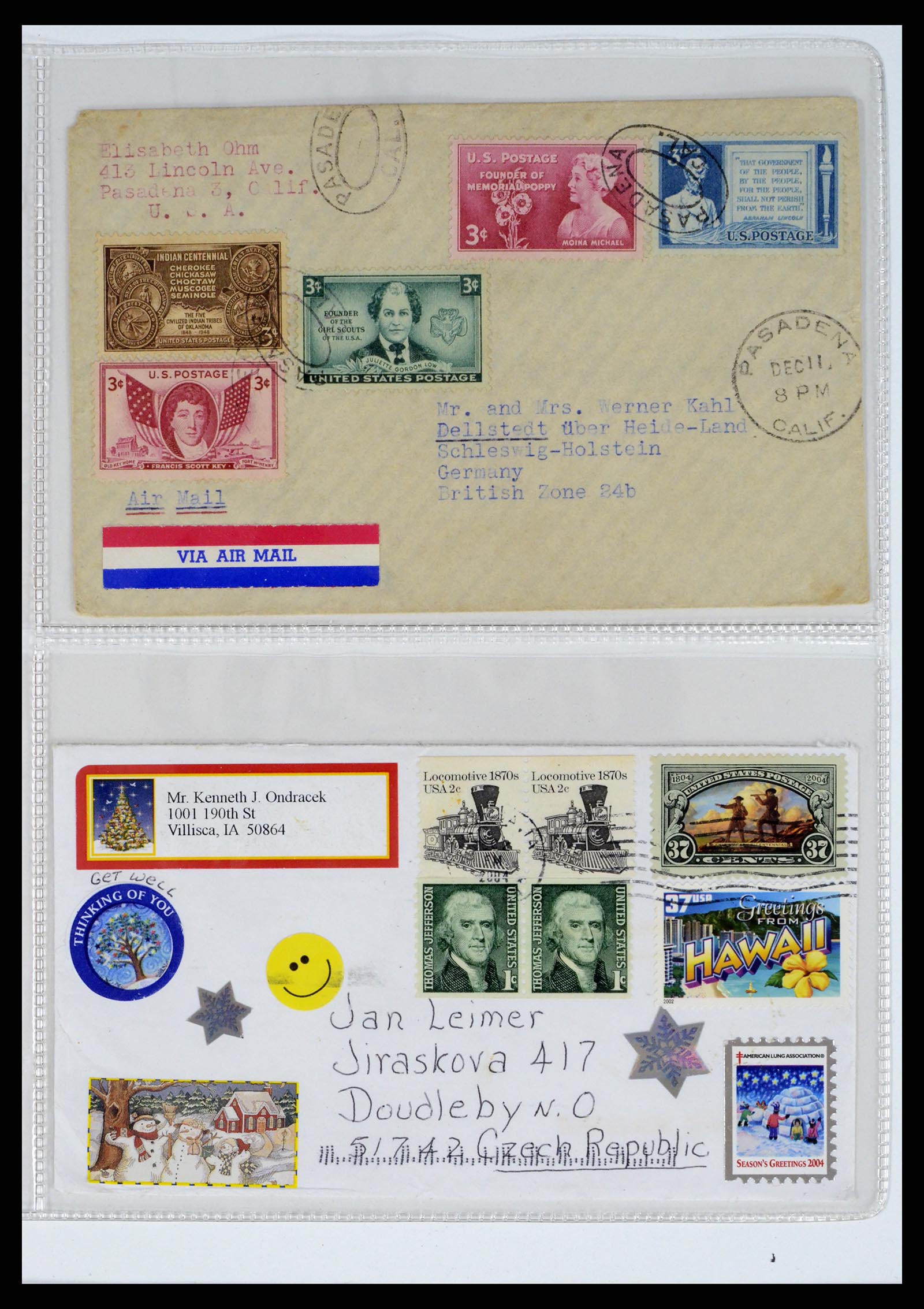 37668 214 - Stamp collection 37668 USA Christmas seals on cover 1908-2009.