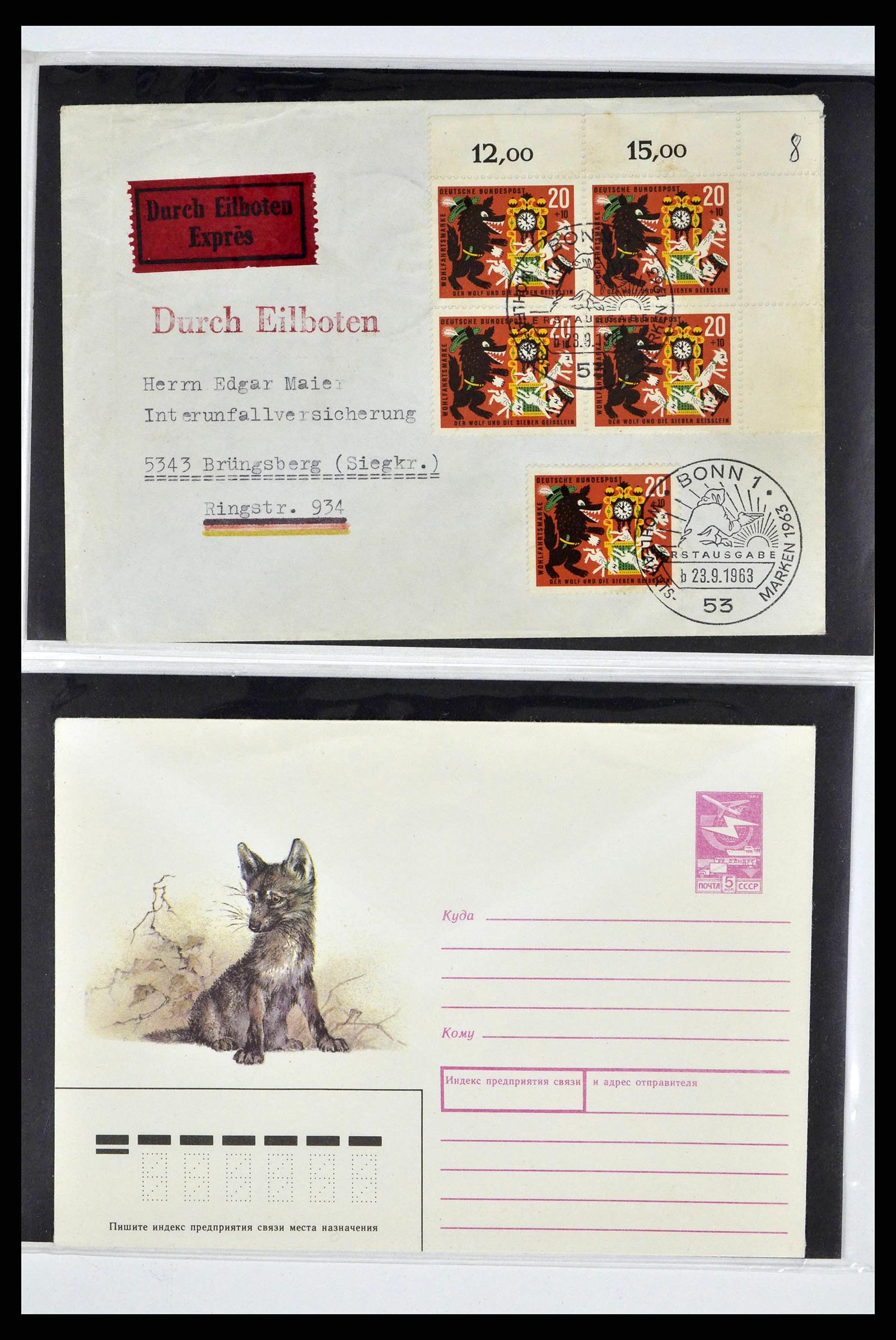 37673 0012 - Postzegelverzameling 37673 Motief honden brieven 1900-2000.