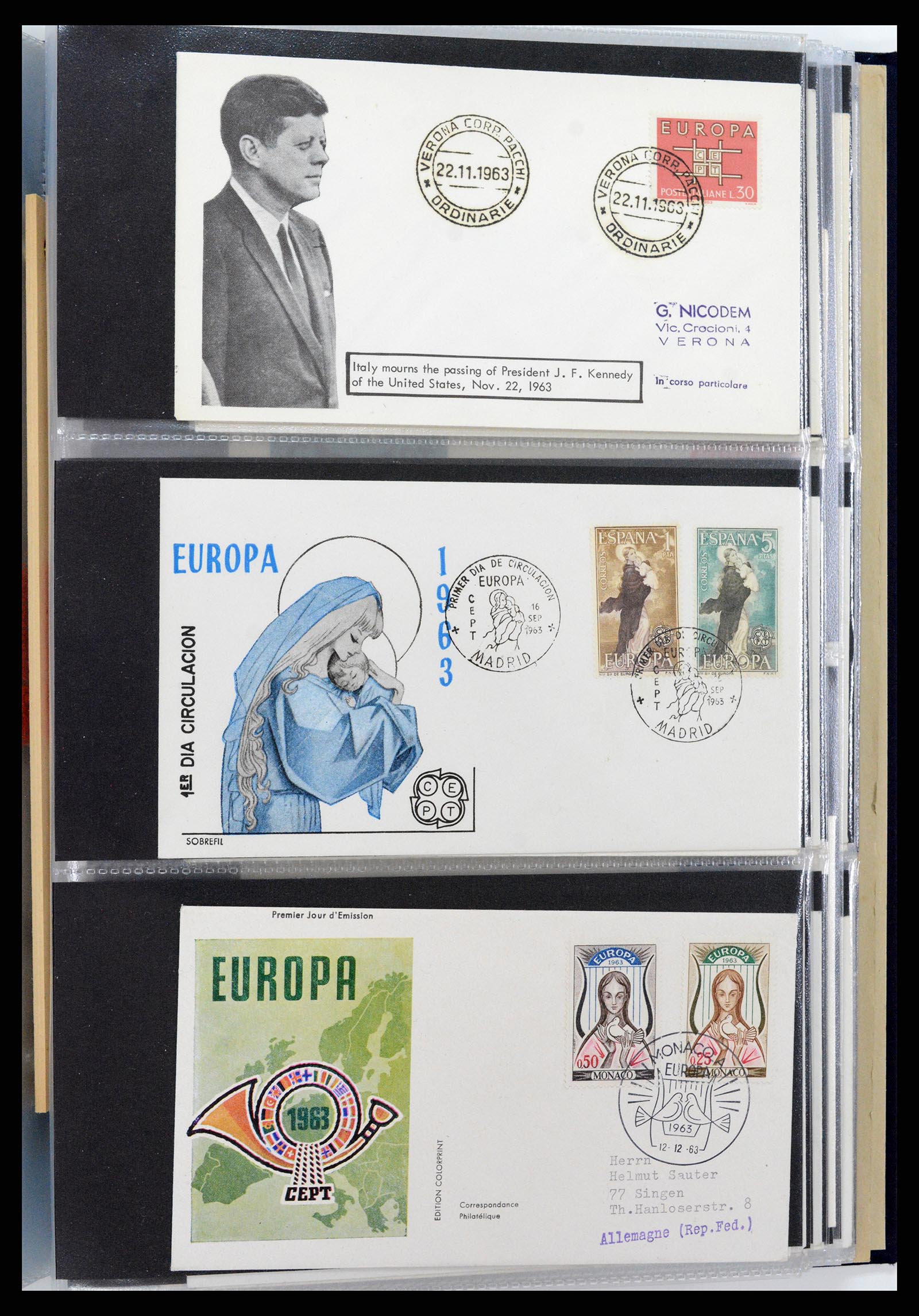 37694 096 - Postzegelverzameling 37694 Europa CEPT FDC's 1956-1970.
