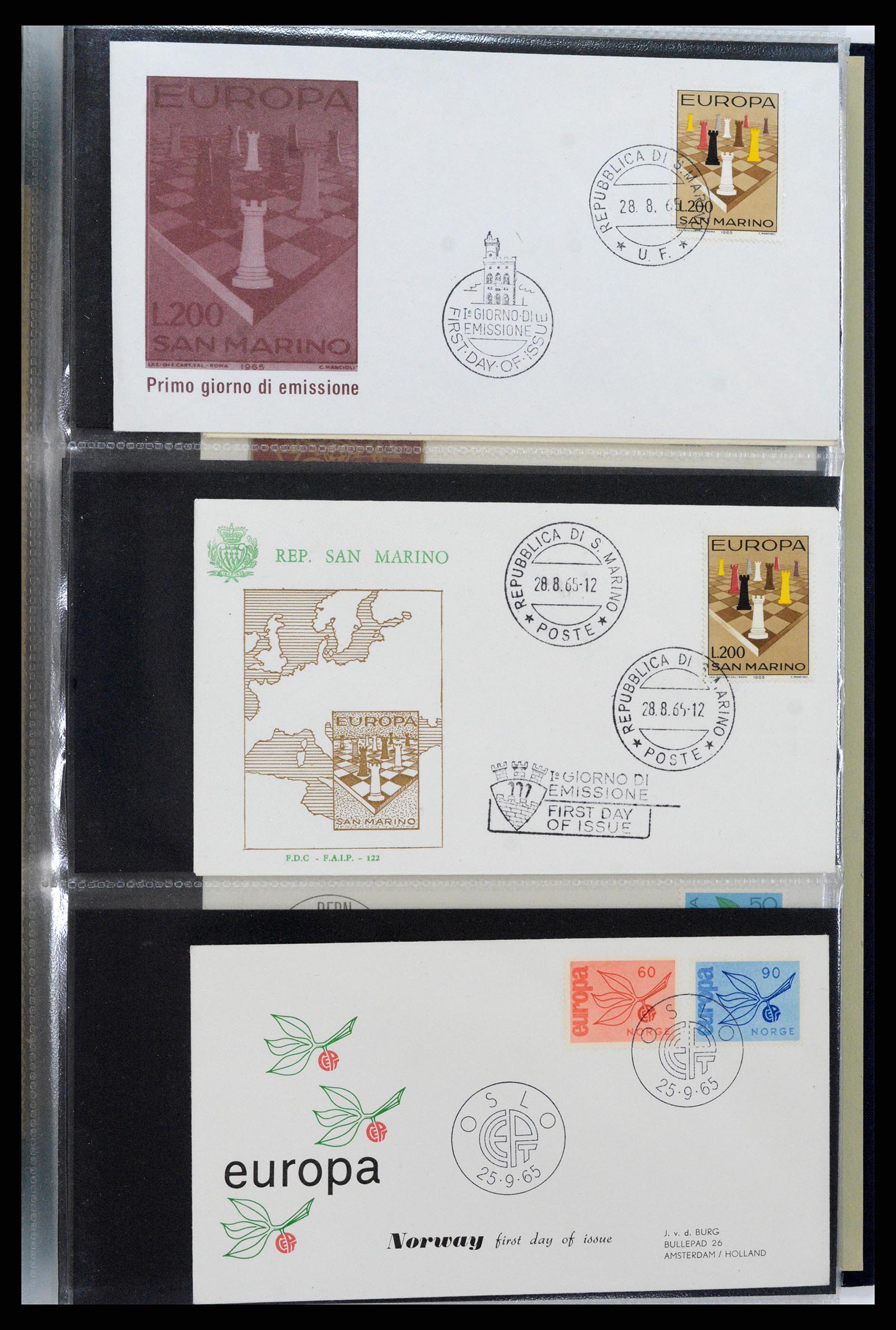 37694 135 - Postzegelverzameling 37694 Europa CEPT FDC's 1956-1970.