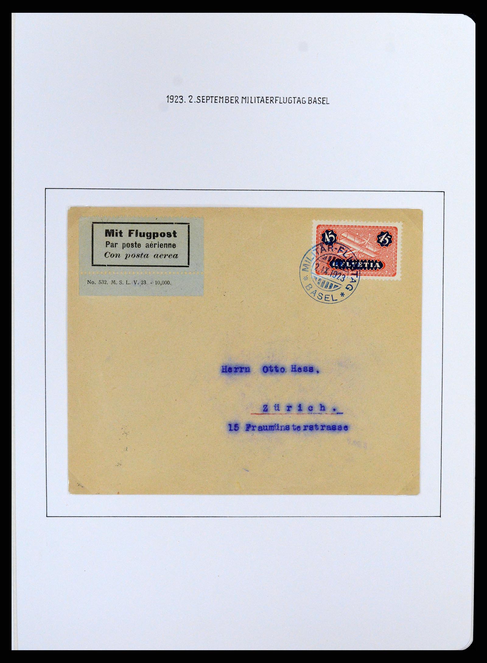 37700 003 - Stamp collection 37700 Switzerland airmail cover collection 1922-1960.
