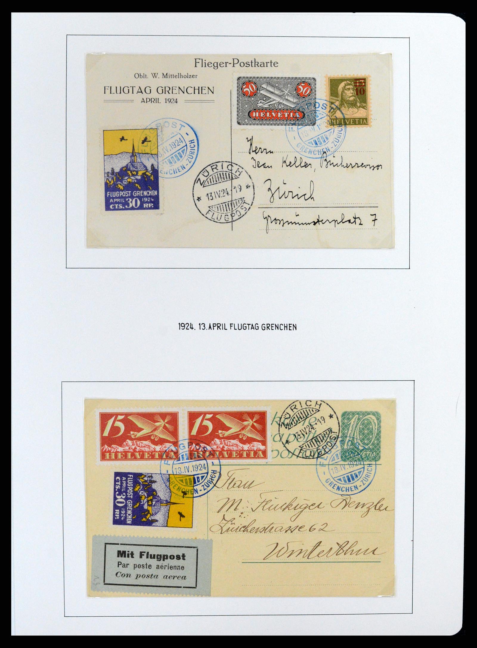 37700 009 - Postzegelverzameling 37700 Zwitserland luchtpost brieven collectie 19