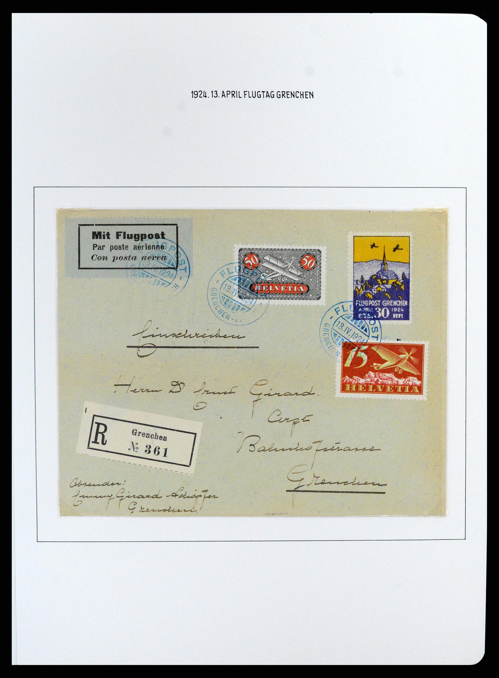 37700 010 - Postzegelverzameling 37700 Zwitserland luchtpost brieven collectie 19