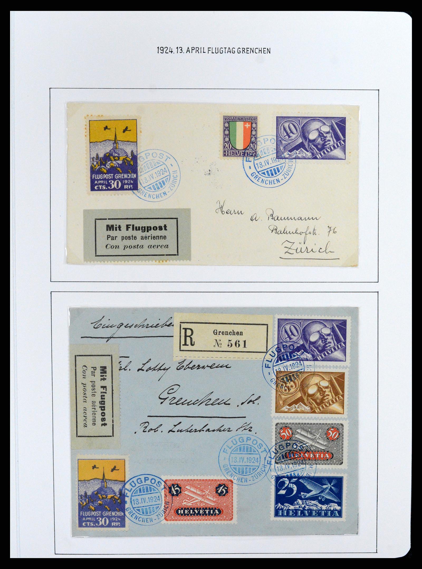 37700 012 - Postzegelverzameling 37700 Zwitserland luchtpost brieven collectie 19