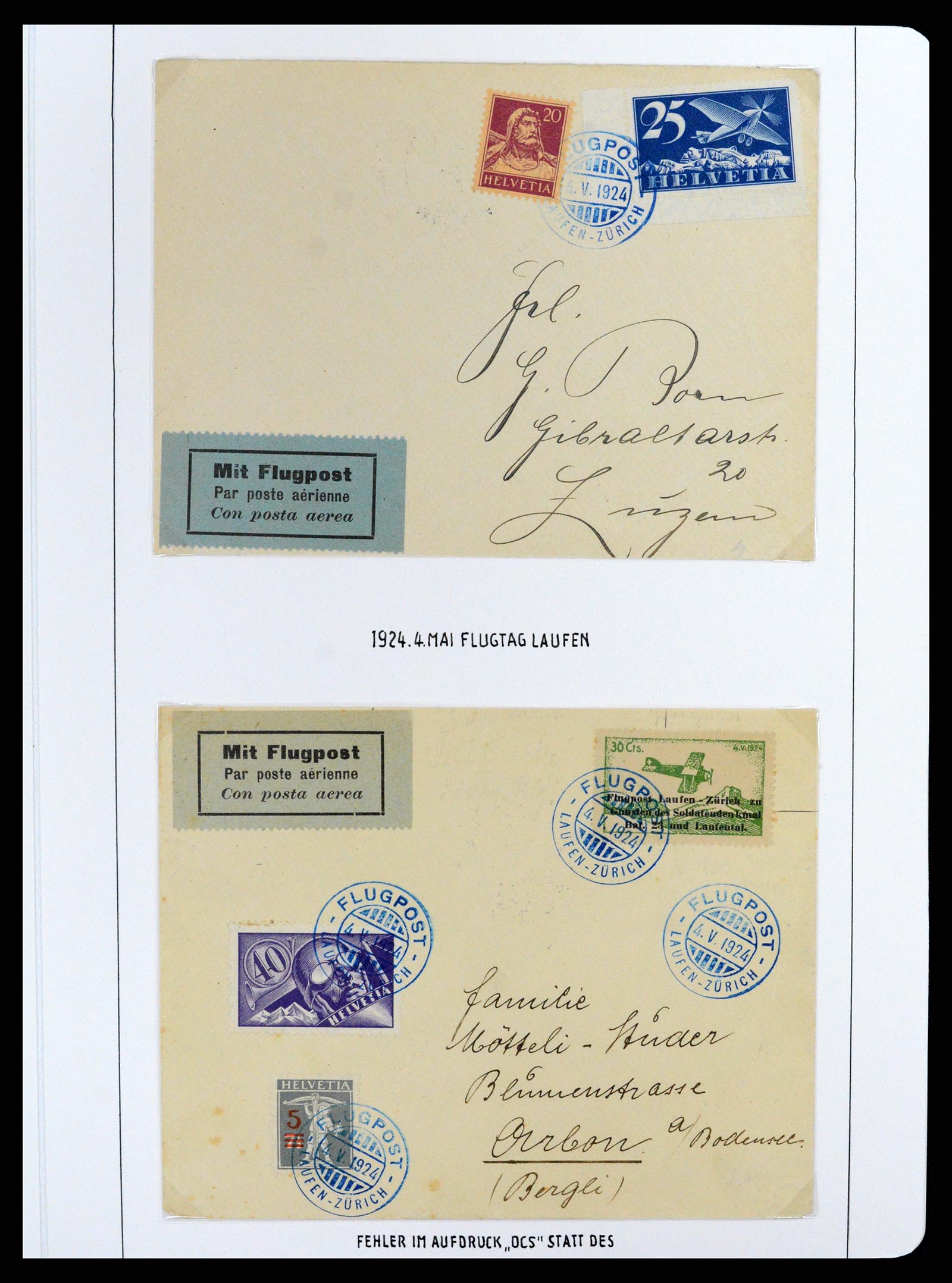 37700 013 - Postzegelverzameling 37700 Zwitserland luchtpost brieven collectie 19