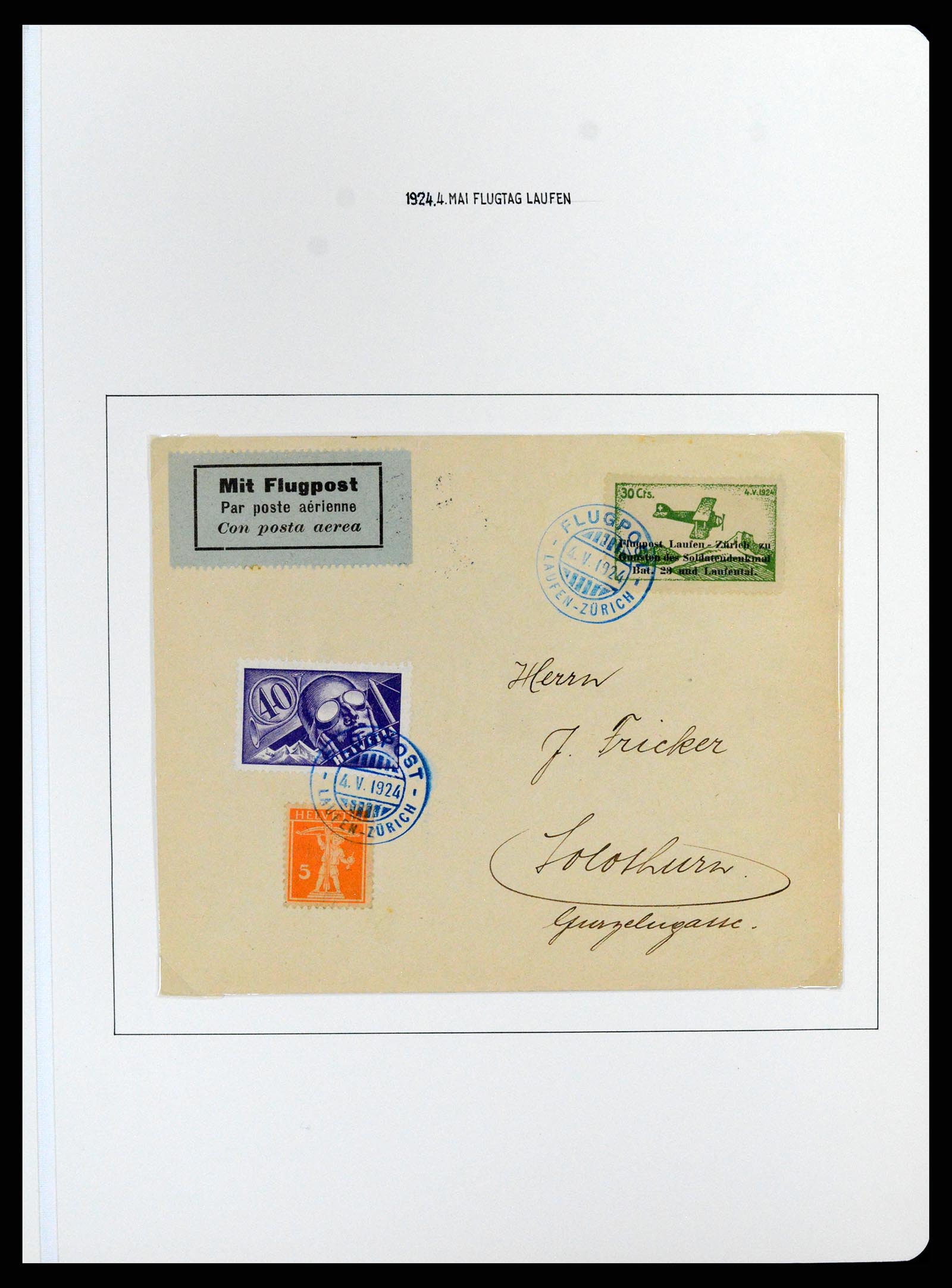 37700 014 - Postzegelverzameling 37700 Zwitserland luchtpost brieven collectie 19