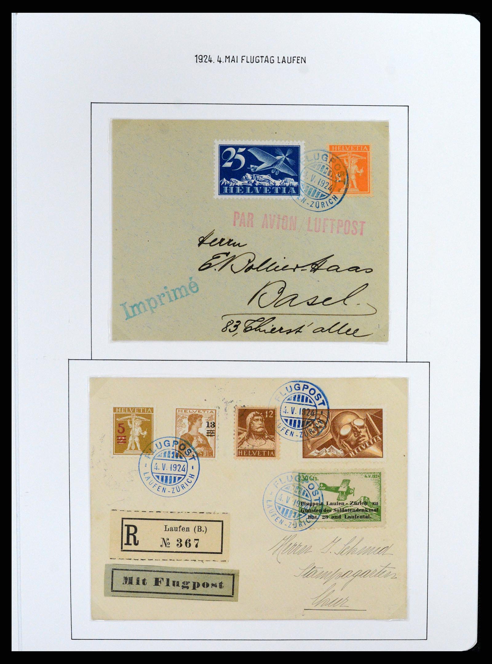 37700 015 - Postzegelverzameling 37700 Zwitserland luchtpost brieven collectie 19