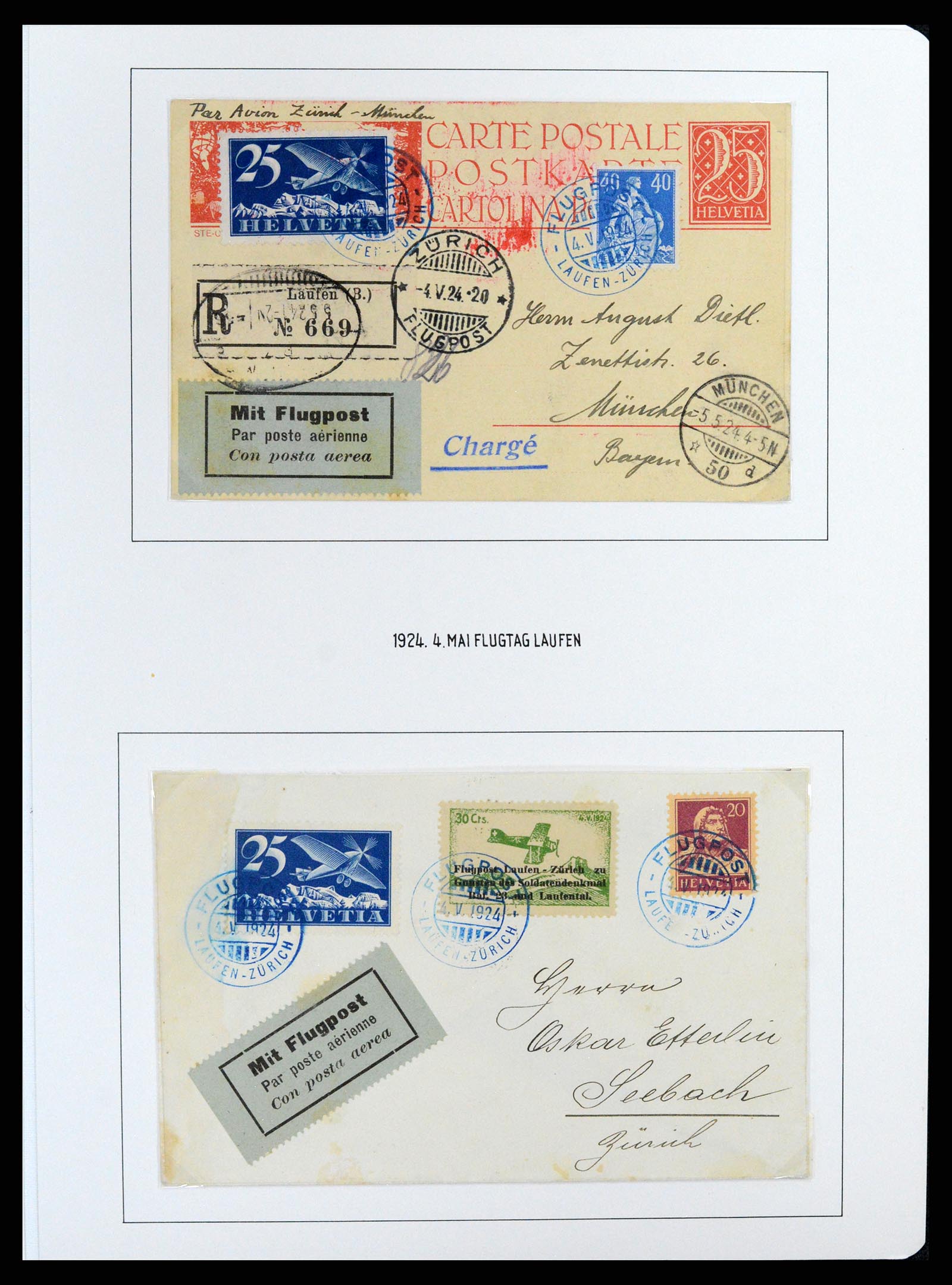37700 016 - Postzegelverzameling 37700 Zwitserland luchtpost brieven collectie 19