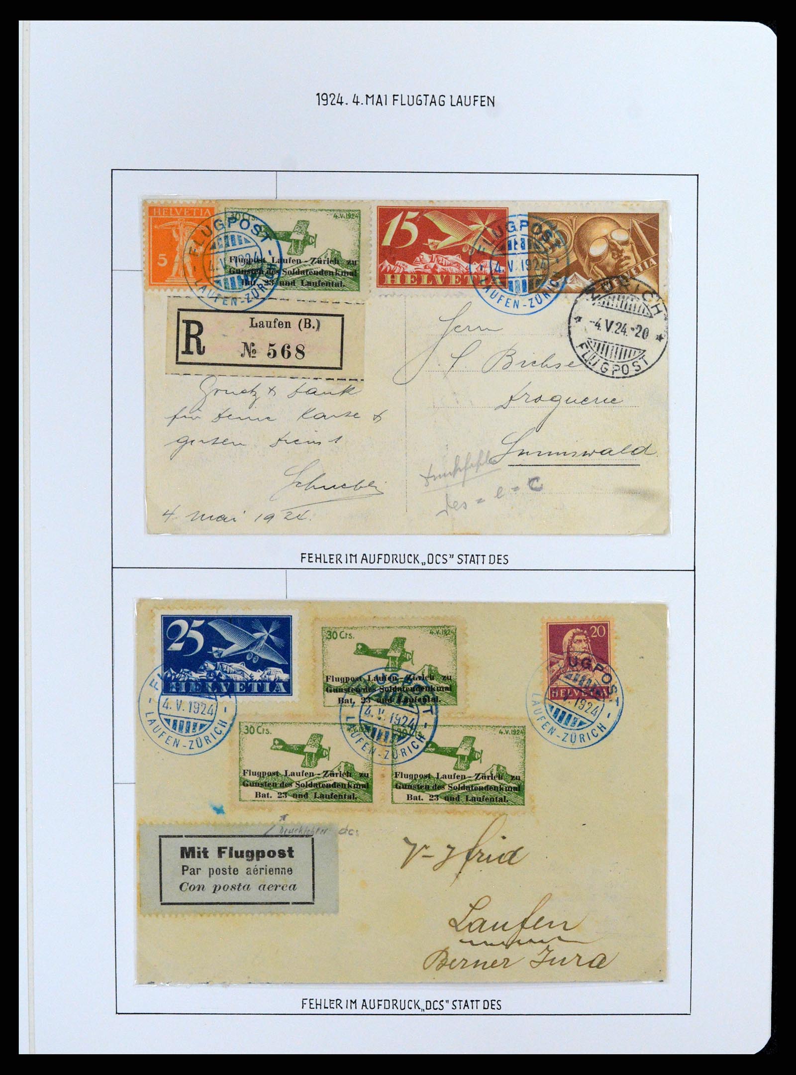 37700 017 - Postzegelverzameling 37700 Zwitserland luchtpost brieven collectie 19