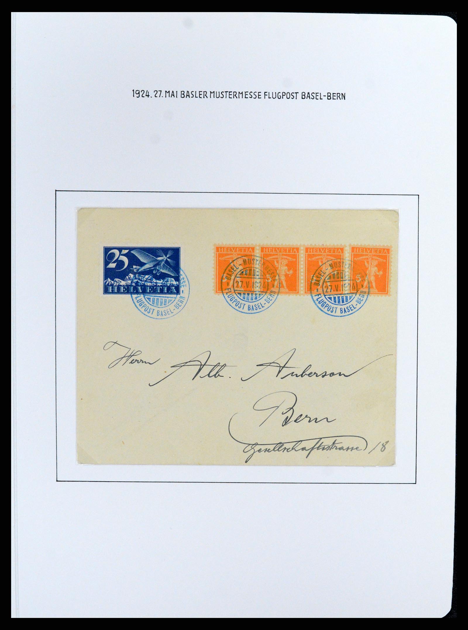 37700 021 - Postzegelverzameling 37700 Zwitserland luchtpost brieven collectie 1922-1960.