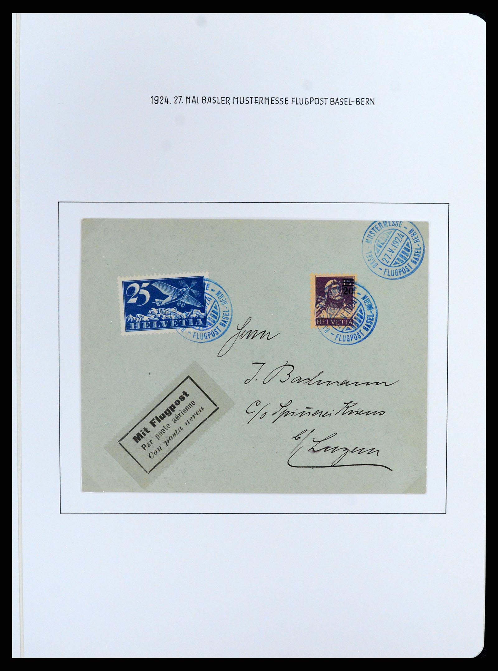 37700 022 - Postzegelverzameling 37700 Zwitserland luchtpost brieven collectie 1922-1960.