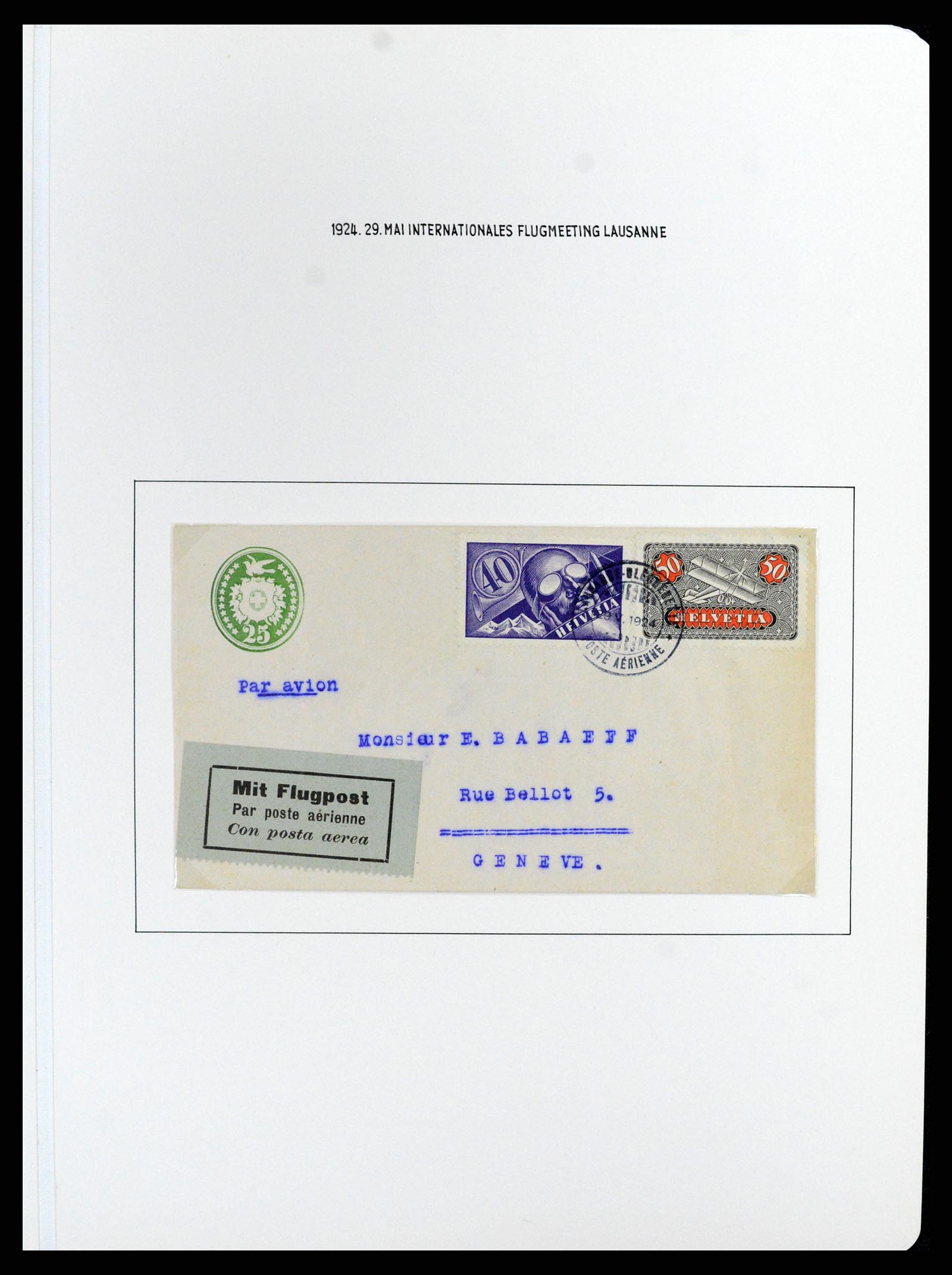 37700 023 - Postzegelverzameling 37700 Zwitserland luchtpost brieven collectie 1922-1960.