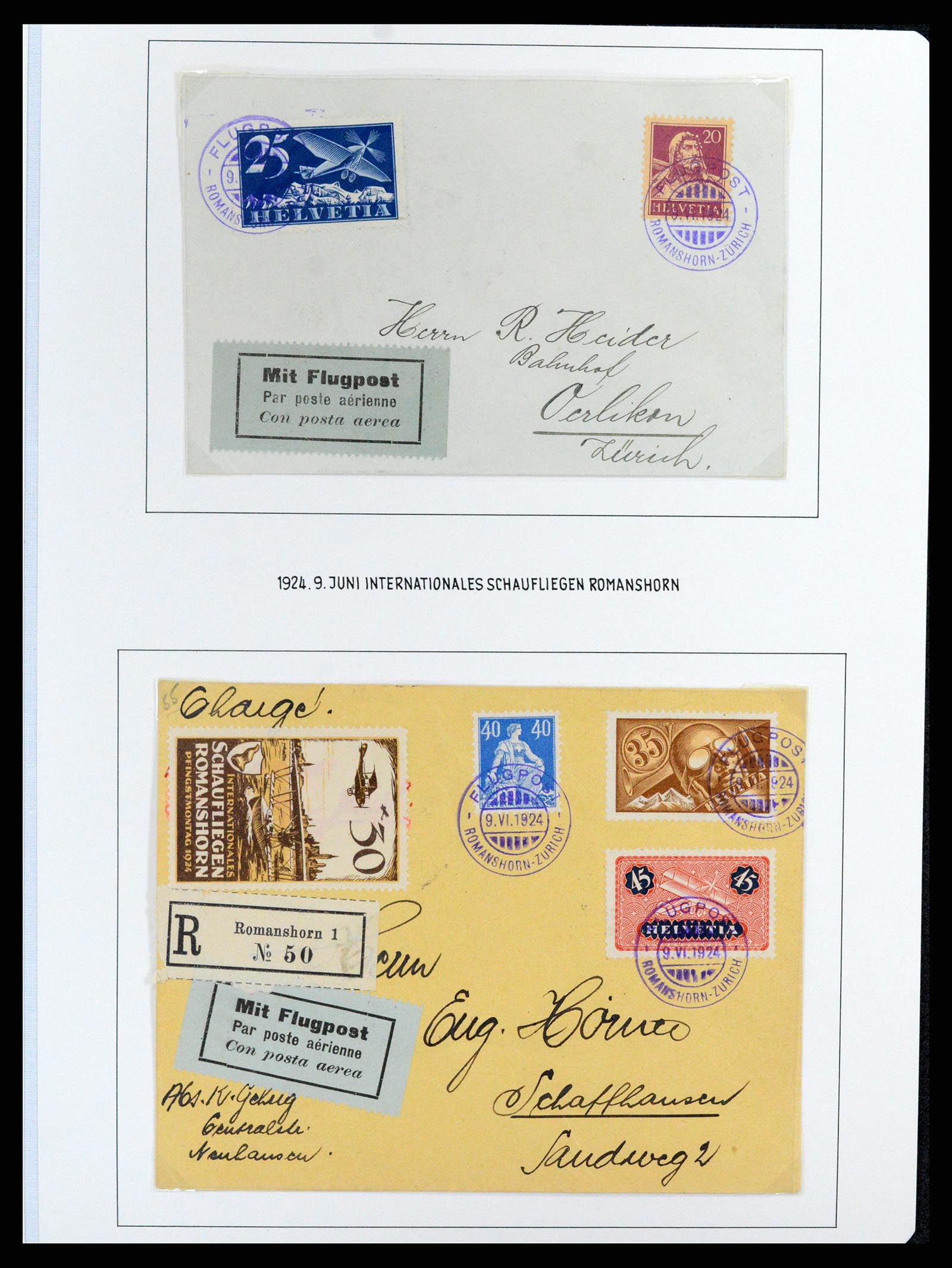 37700 027 - Postzegelverzameling 37700 Zwitserland luchtpost brieven collectie 1922-1960.