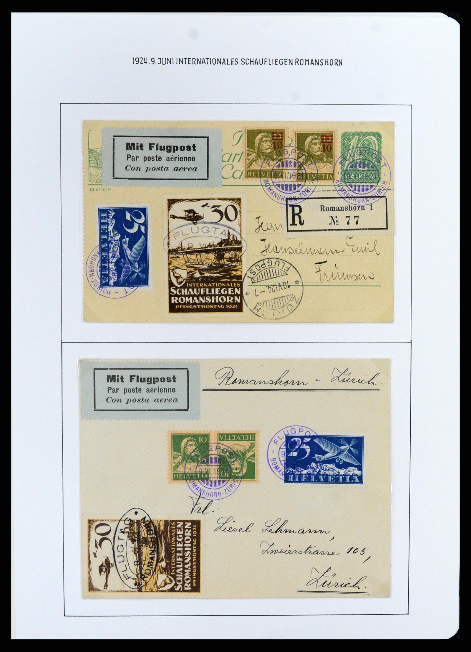 37700 028 - Stamp collection 37700 Switzerland airmail cover collection 1922-1960.