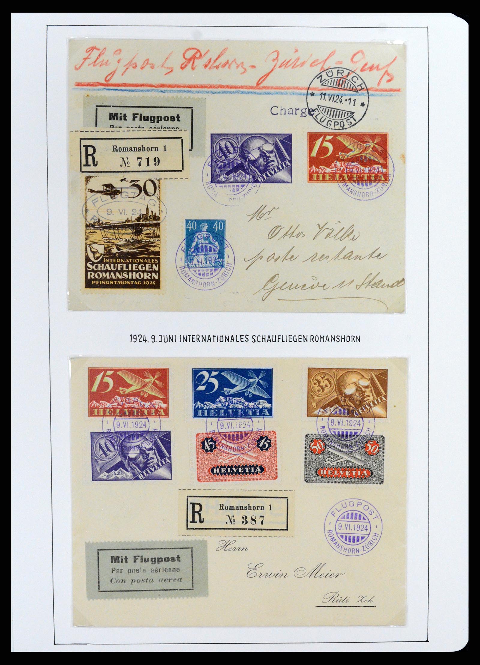 37700 029 - Postzegelverzameling 37700 Zwitserland luchtpost brieven collectie 1922-1960.