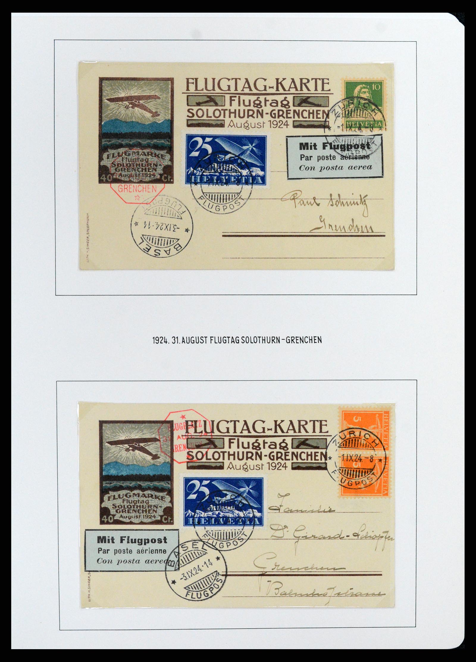 37700 031 - Postzegelverzameling 37700 Zwitserland luchtpost brieven collectie 1922-1960.