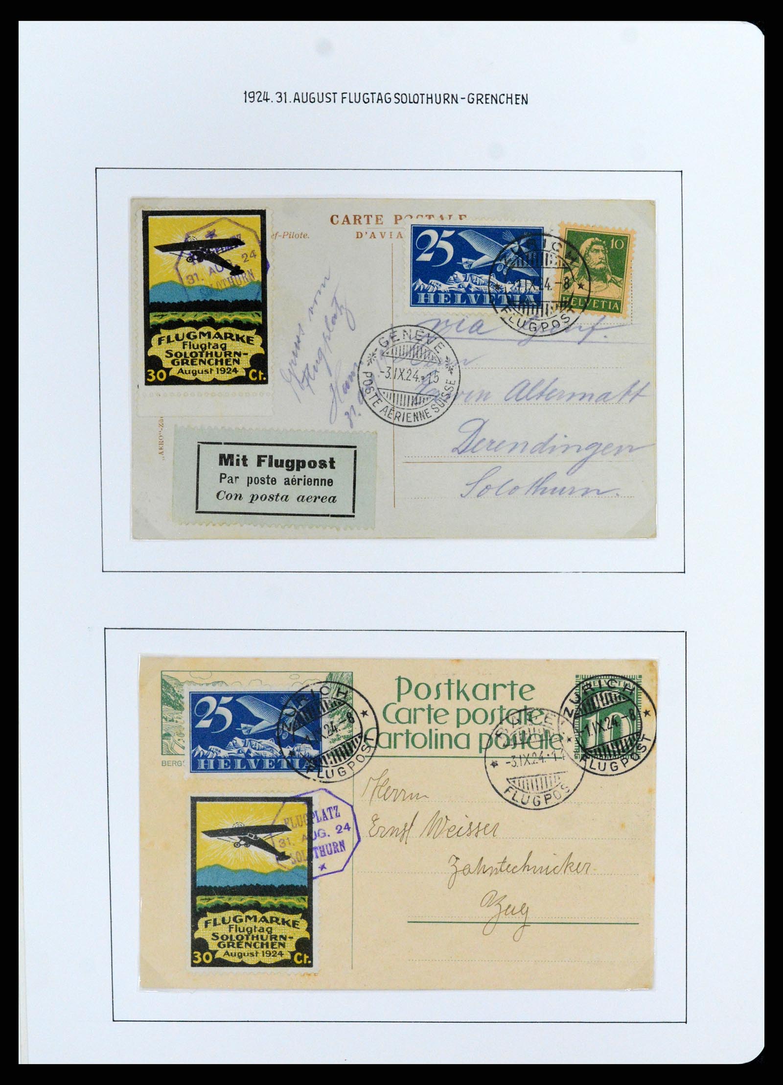 37700 033 - Postzegelverzameling 37700 Zwitserland luchtpost brieven collectie 1922-1960.