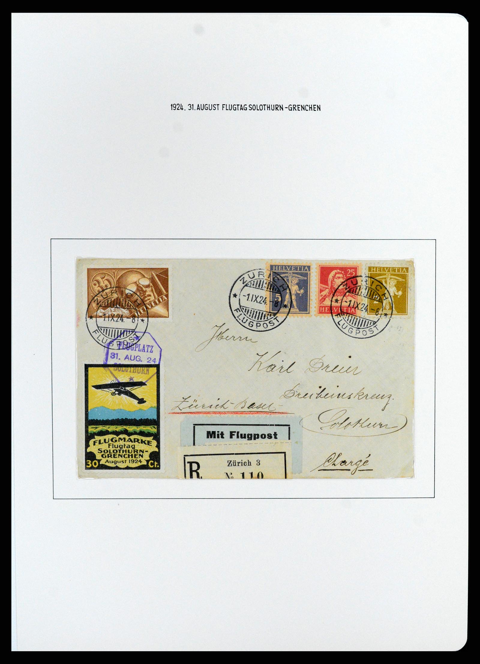 37700 034 - Postzegelverzameling 37700 Zwitserland luchtpost brieven collectie 1922-1960.