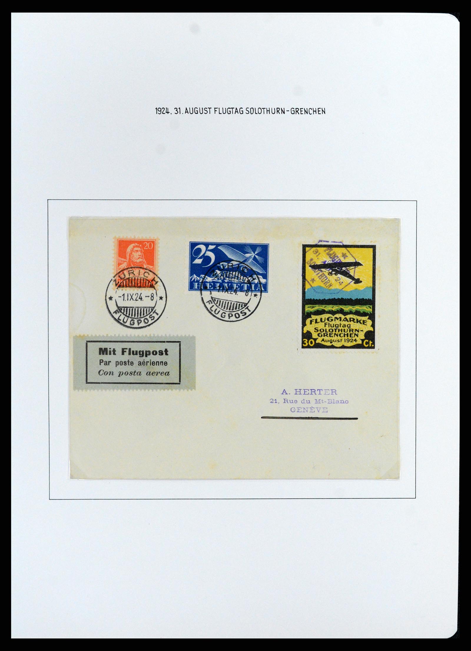 37700 035 - Postzegelverzameling 37700 Zwitserland luchtpost brieven collectie 1922-1960.