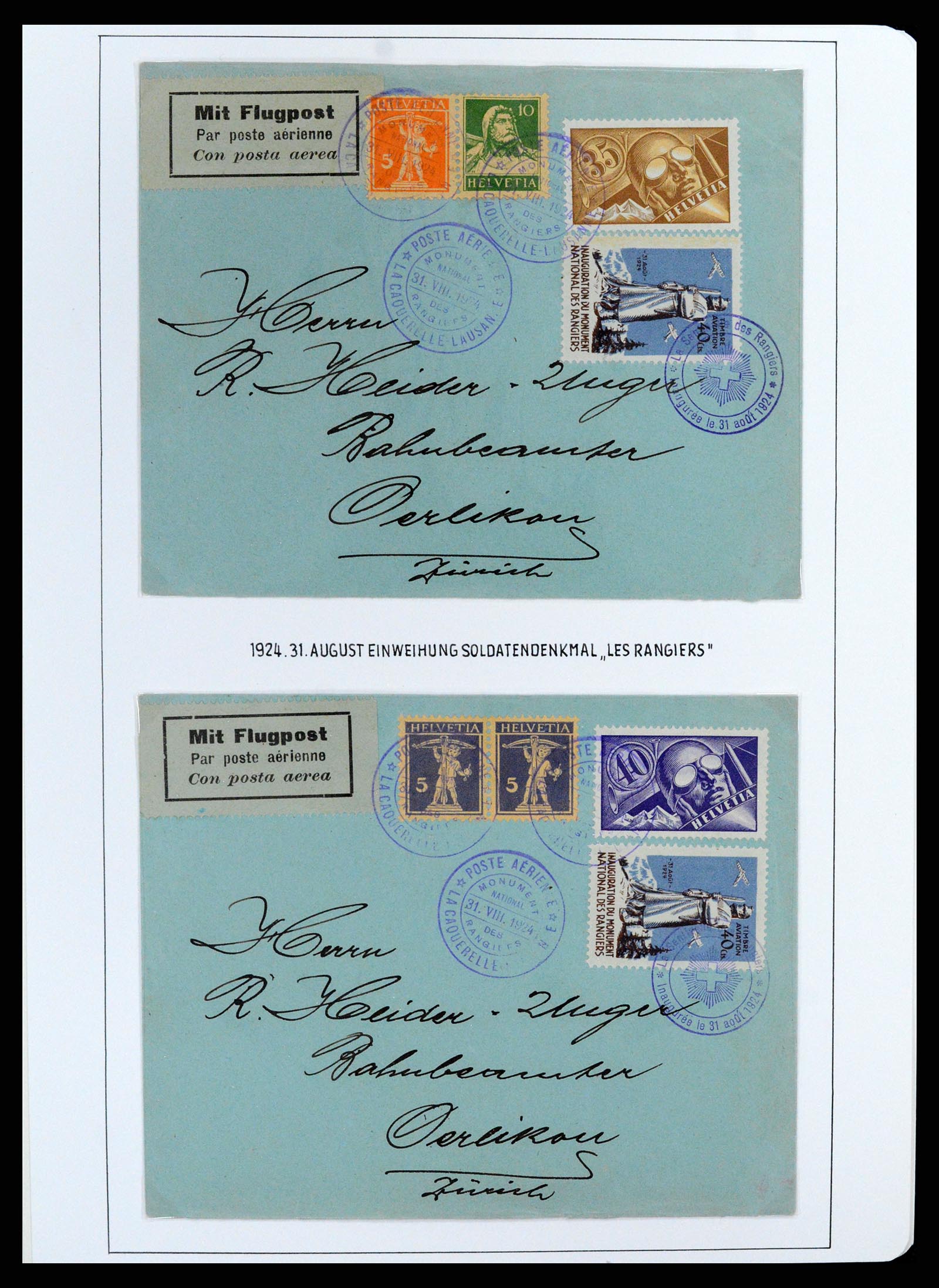 37700 039 - Postzegelverzameling 37700 Zwitserland luchtpost brieven collectie 1922-1960.