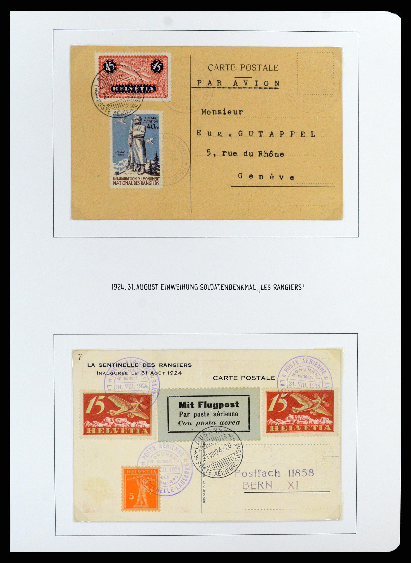 37700 040 - Postzegelverzameling 37700 Zwitserland luchtpost brieven collectie 1922-1960.