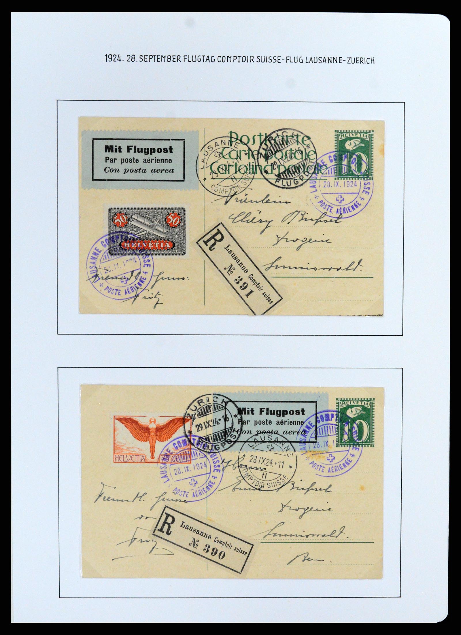 37700 045 - Postzegelverzameling 37700 Zwitserland luchtpost brieven collectie 1922-1960.
