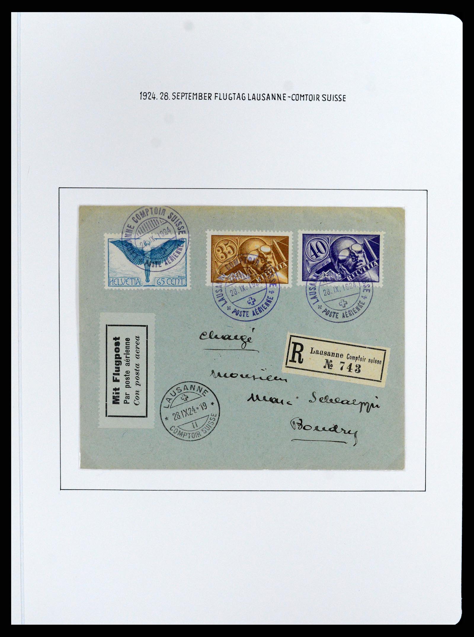 37700 047 - Postzegelverzameling 37700 Zwitserland luchtpost brieven collectie 1922-1960.