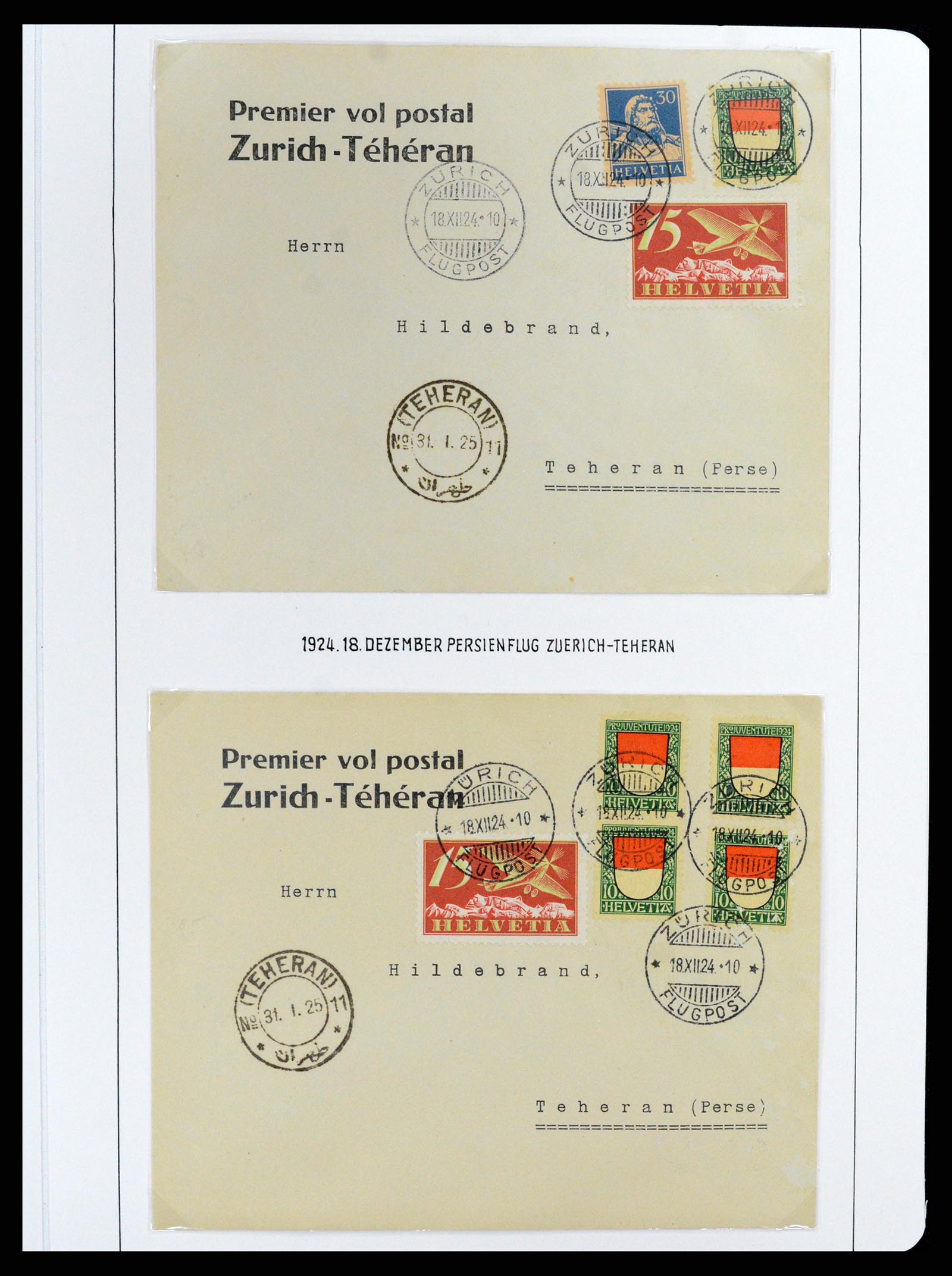 37700 048 - Postzegelverzameling 37700 Zwitserland luchtpost brieven collectie 1922-1960.