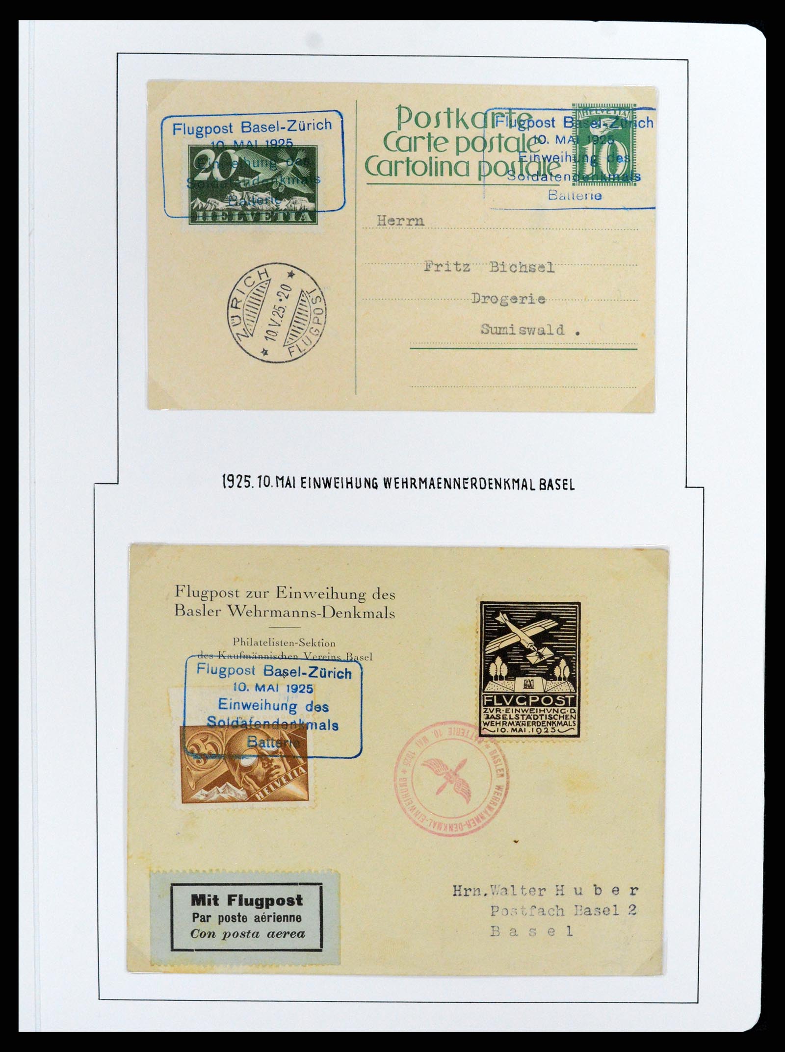 37700 051 - Postzegelverzameling 37700 Zwitserland luchtpost brieven collectie 1922-1960.
