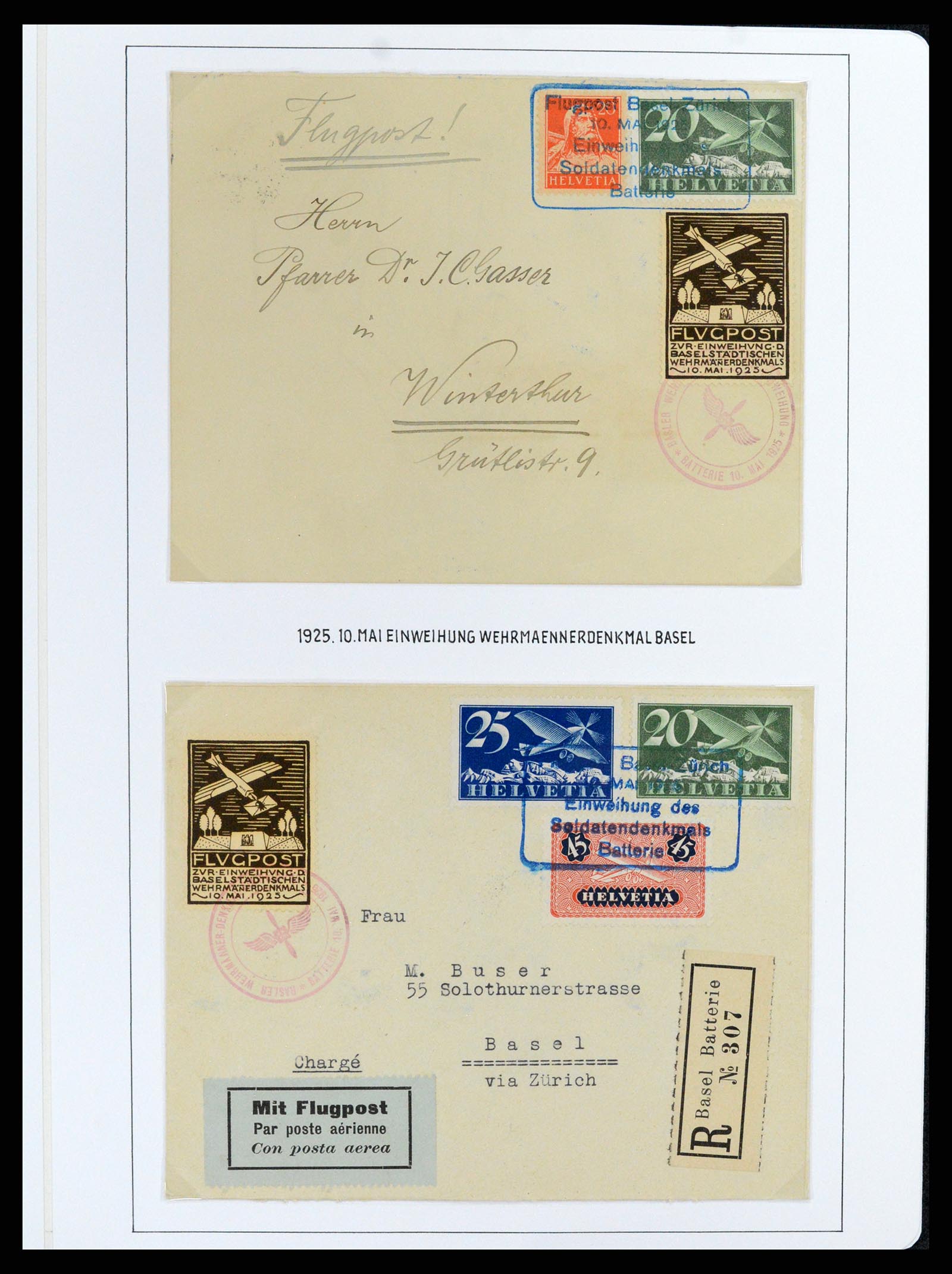 37700 052 - Postzegelverzameling 37700 Zwitserland luchtpost brieven collectie 1922-1960.