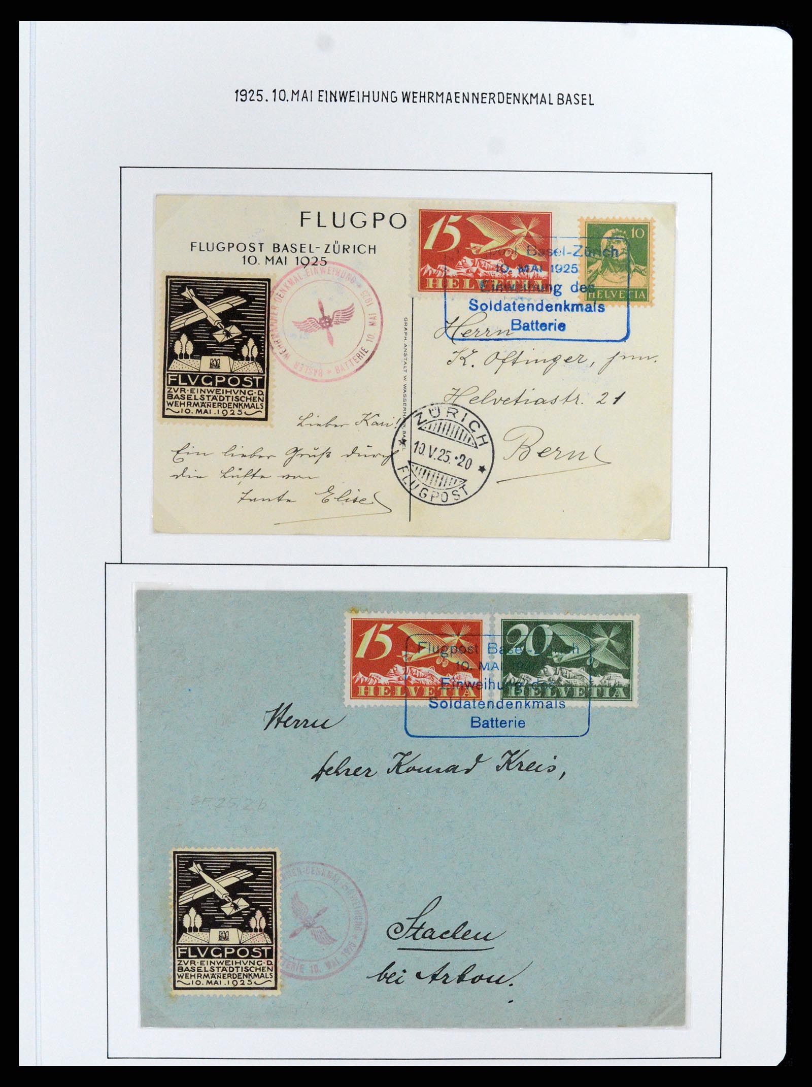 37700 053 - Postzegelverzameling 37700 Zwitserland luchtpost brieven collectie 1922-1960.