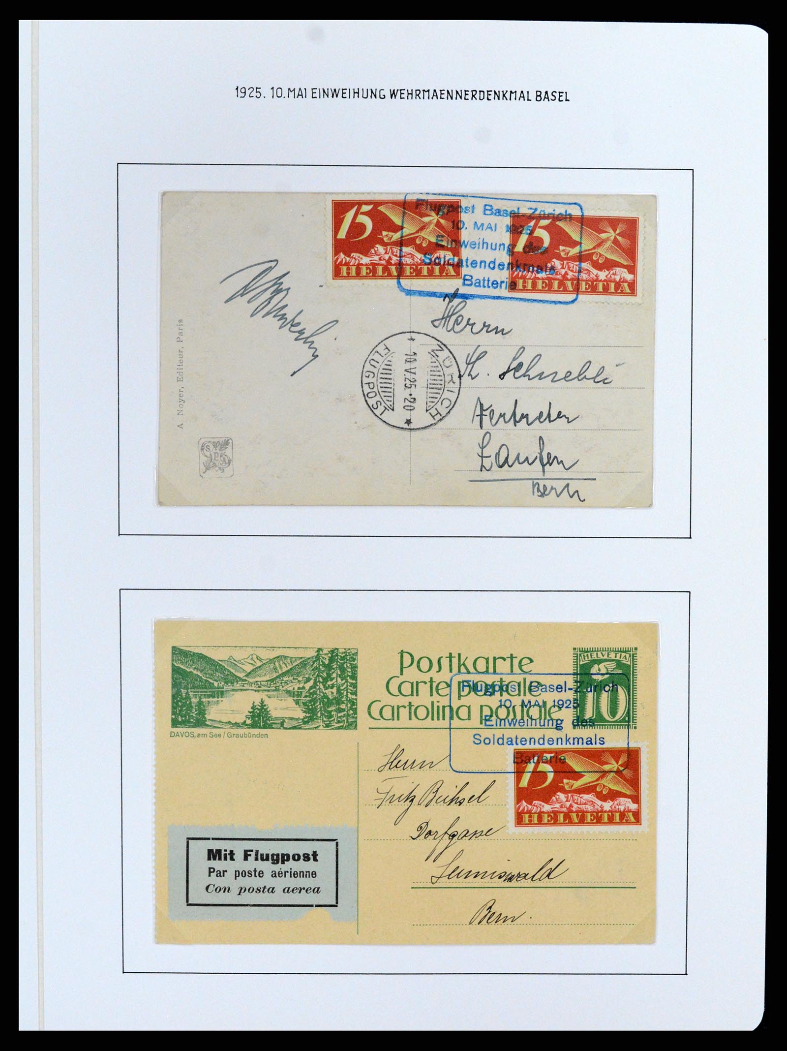 37700 055 - Postzegelverzameling 37700 Zwitserland luchtpost brieven collectie 1922-1960.
